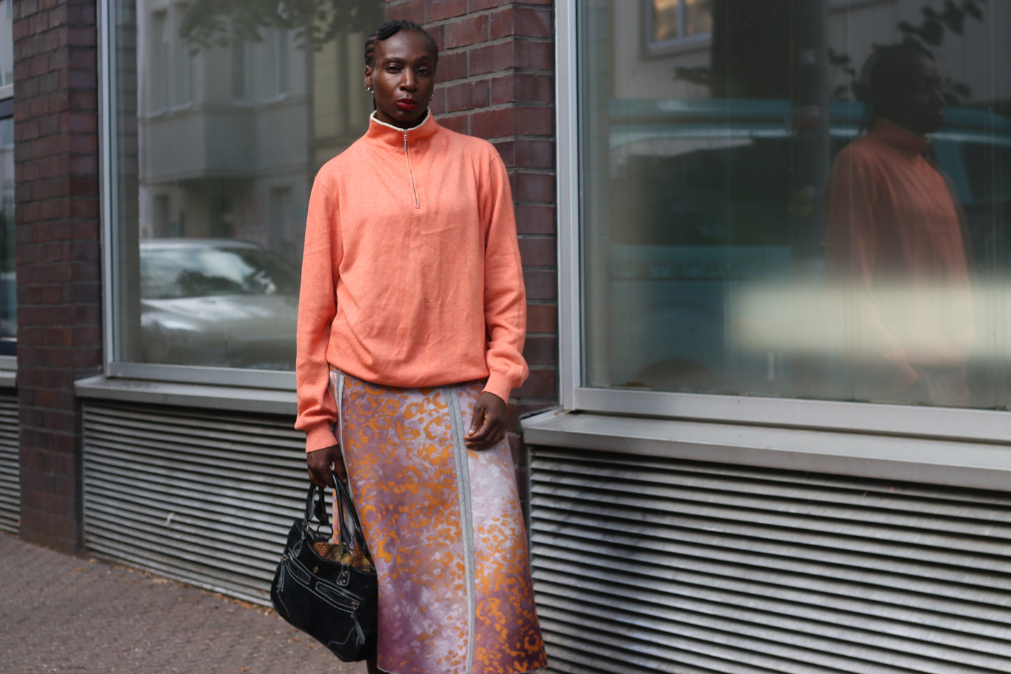 SØR Avongelli Vintage Silk Cashmere Orange Quarter Zip Sweater