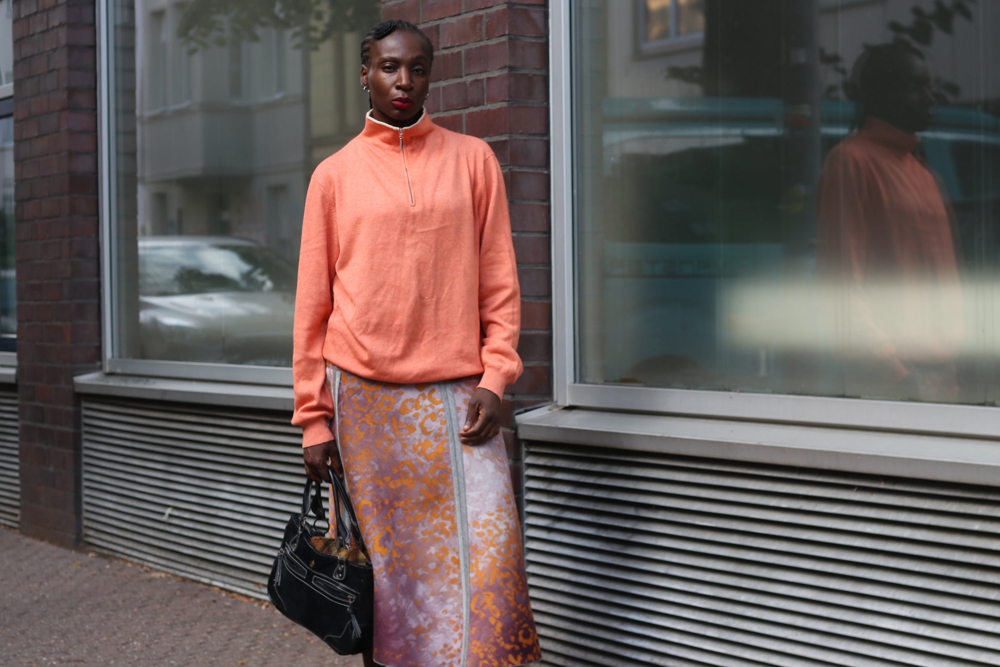 SØR Avongelli Vintage Silk Cashmere Orange Quarter Zip Sweater