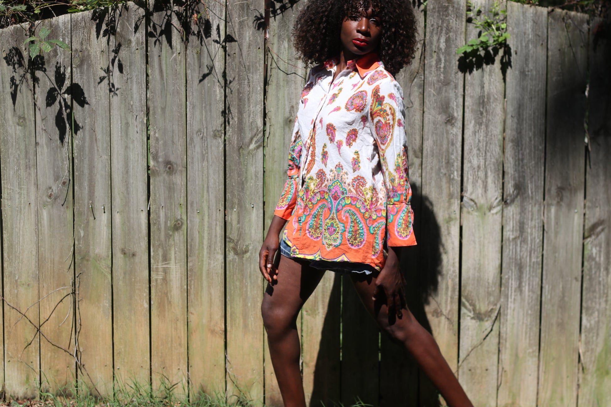 Bella Sky 70s Style Paisley Cotton Shirt