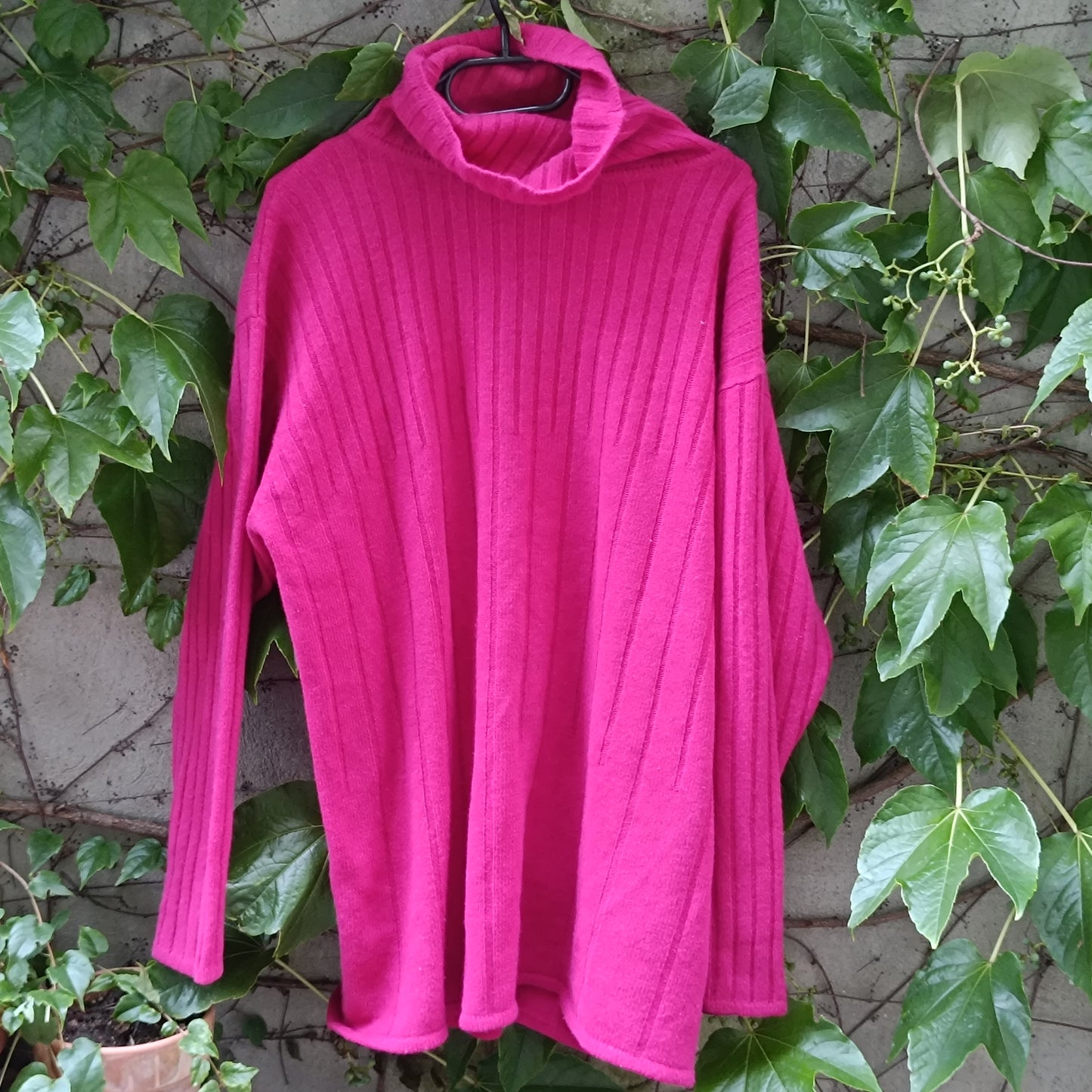 Vintage Pink Turtleneck Sweater Dress | 90s Oversized Knit Jumper