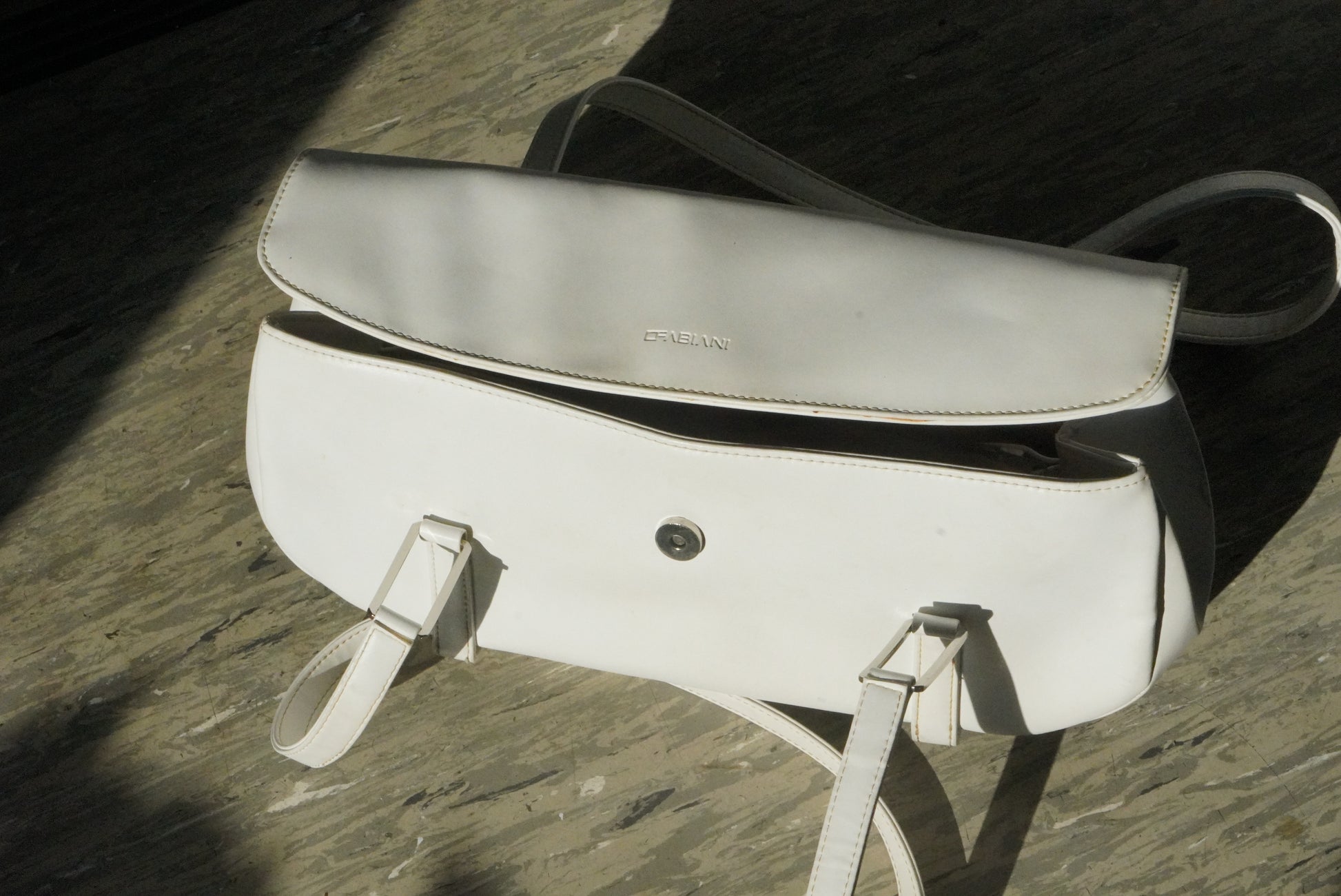 Vintage C Fabiani White Bag 90s Minimalist East West Shoulder Purse Retro Handbag