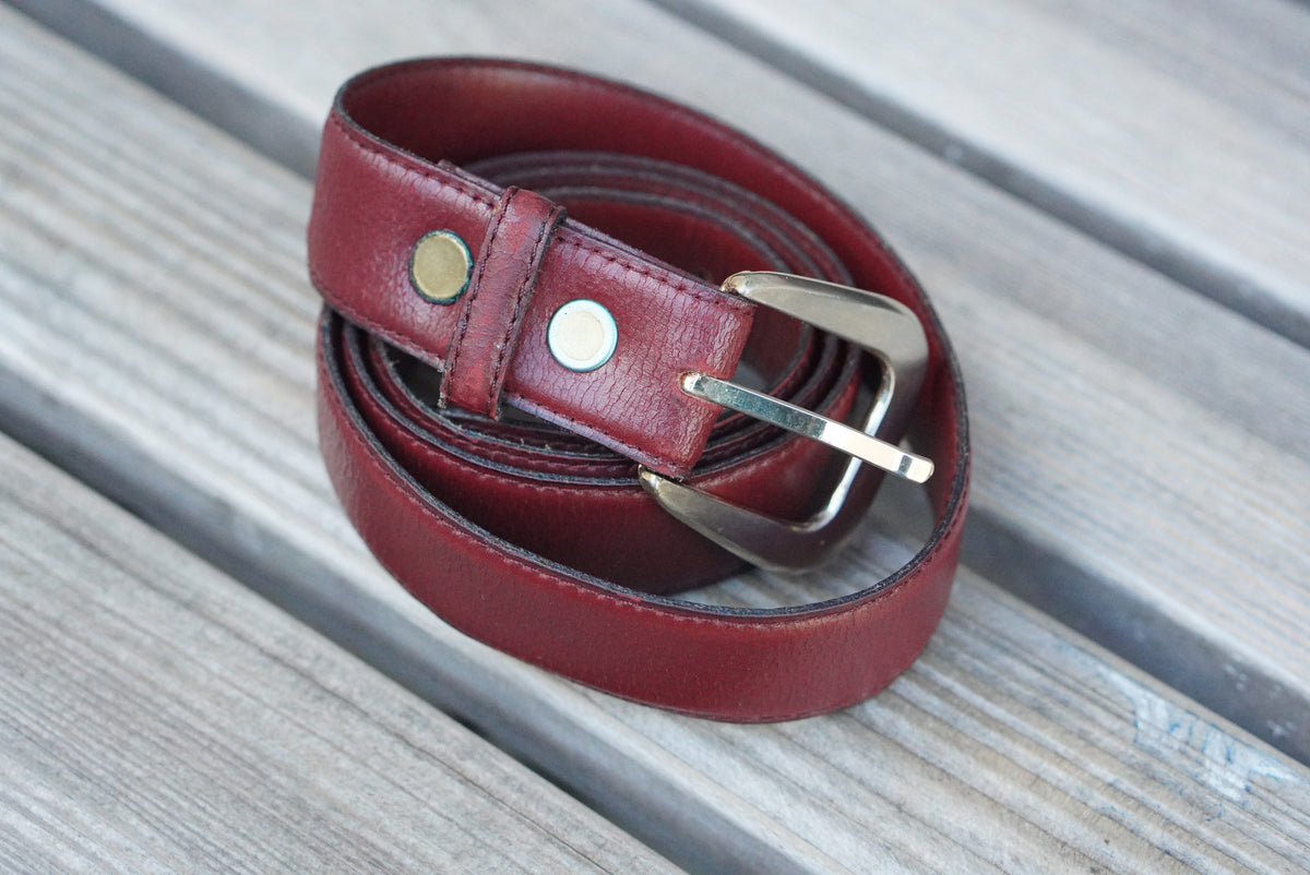 Rose Noll Burgundy Leather Belt with Silver Buckle