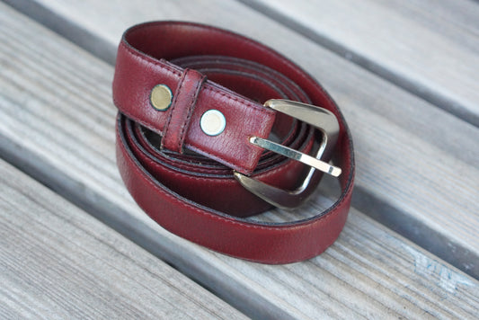 Rose Noll Burgundy Leather Belt with Silver Buckle