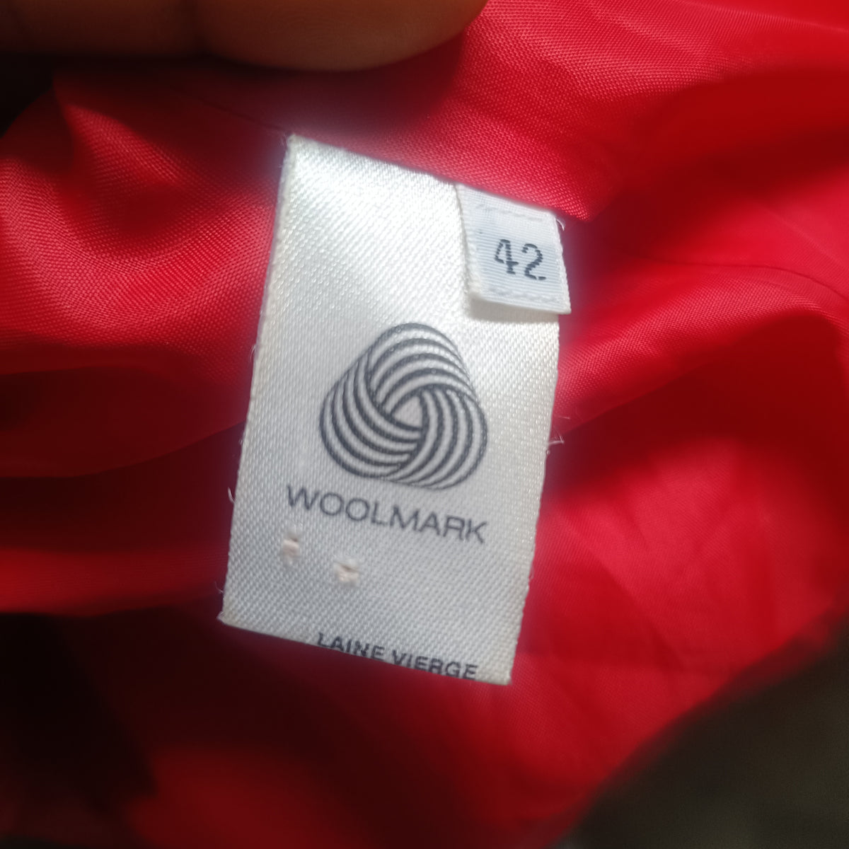 Rodier Red Wool Skirt Suit Set, Size 42, Made in France