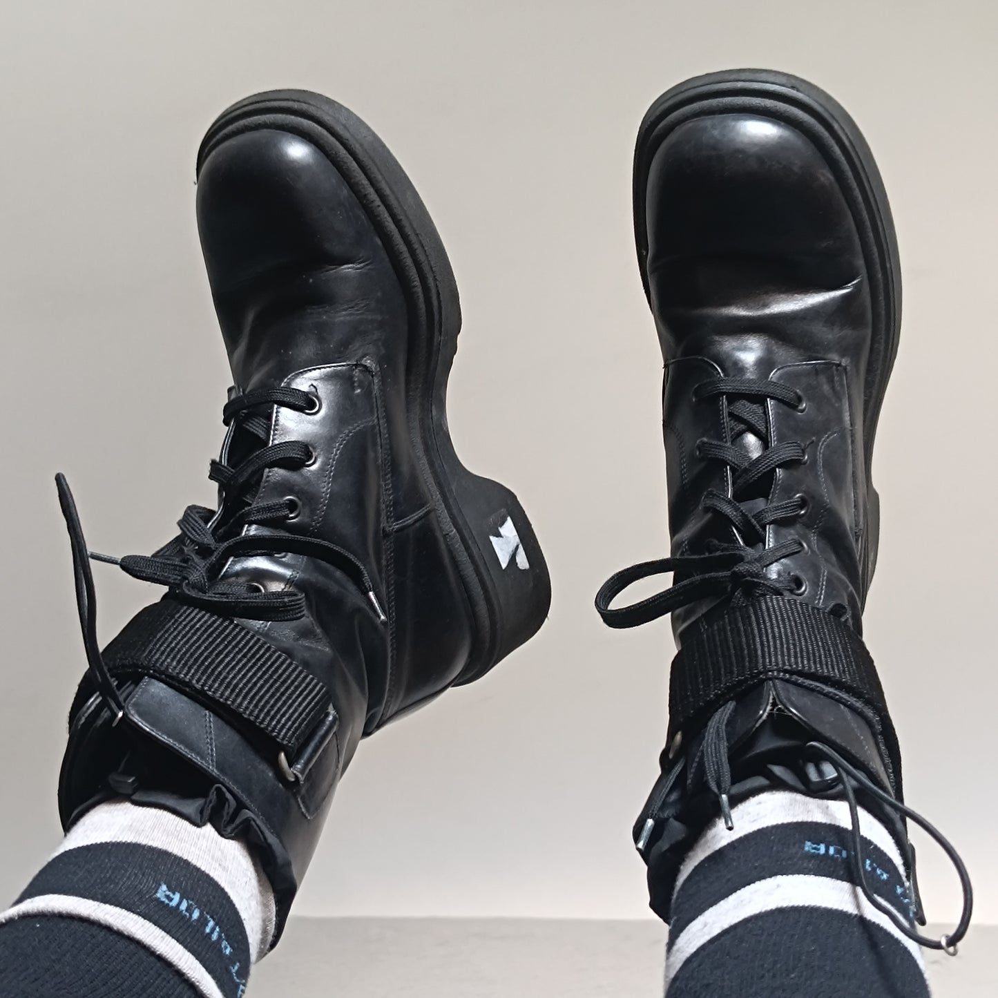 Combat Boots - Vintage 90s Black Faux Leather Chunky Platform Boots EU 38