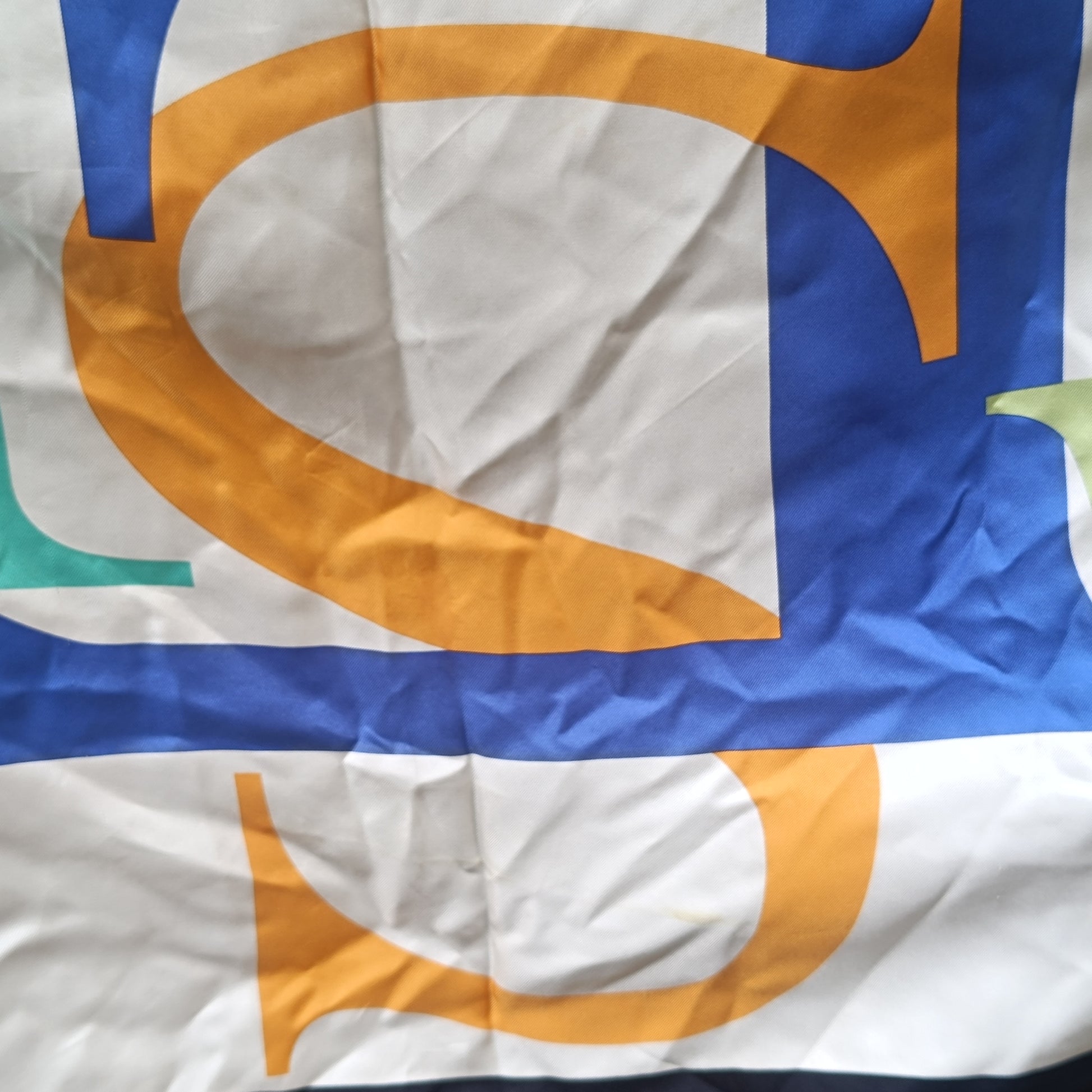 Vintage Escada Silk Scarf 80s Geometric Letter Print - Abstract Wrap