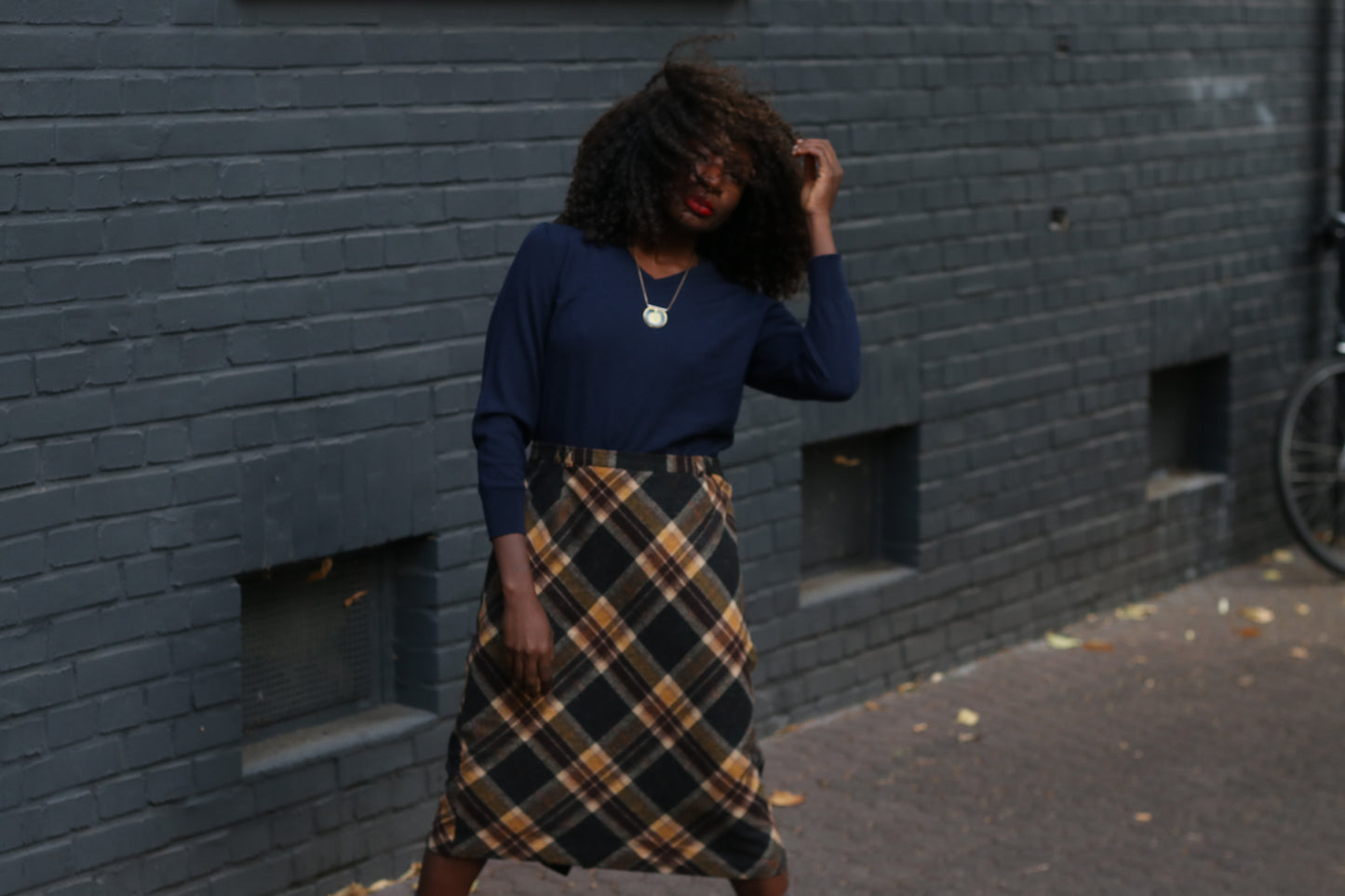 Plaid Midi Skirt | Vintage 90s Tartan Wool Bias Cut Skirt M to L