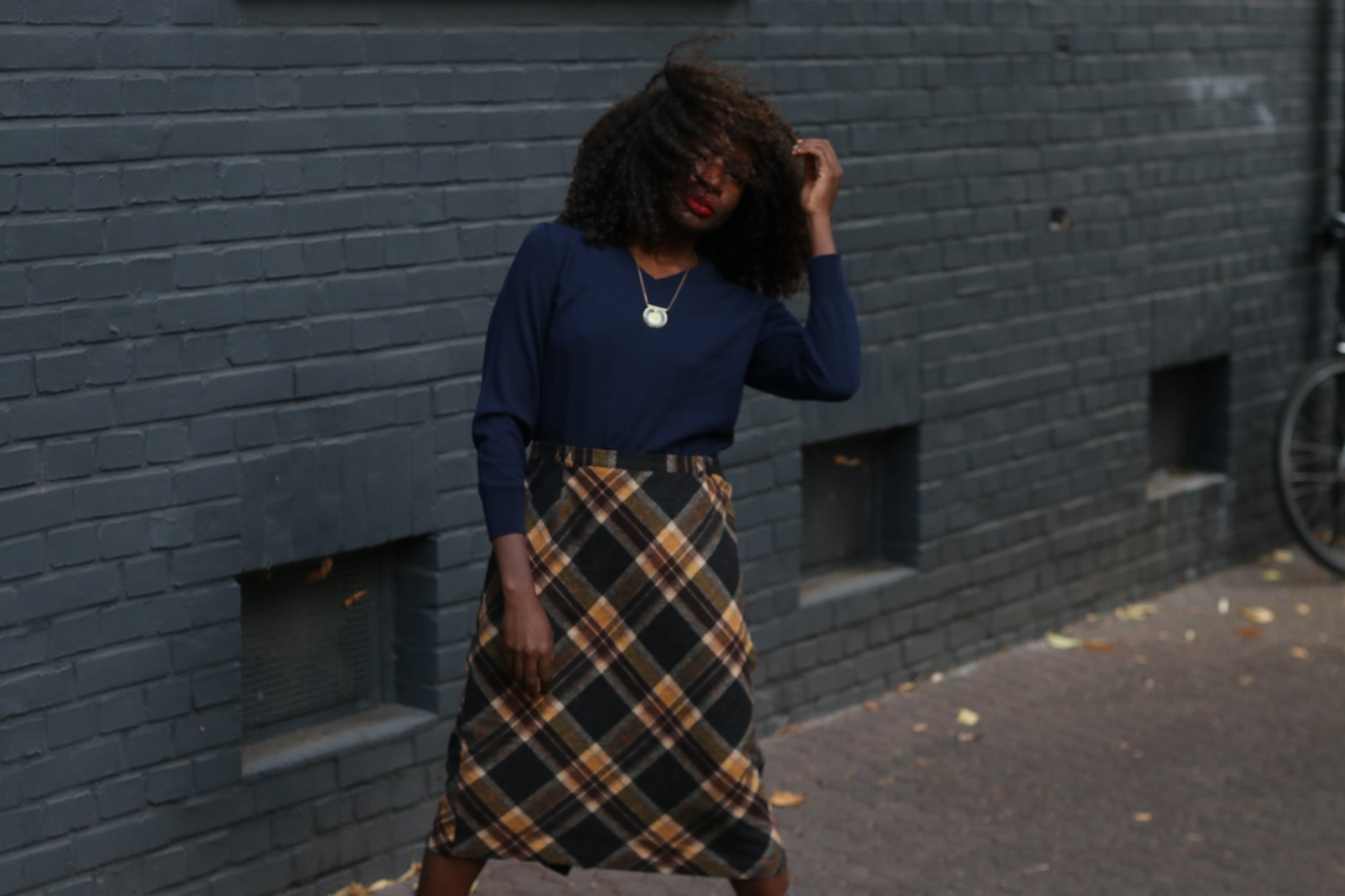 Plaid Midi Skirt | Vintage 90s Tartan Wool Bias Cut Skirt M to L