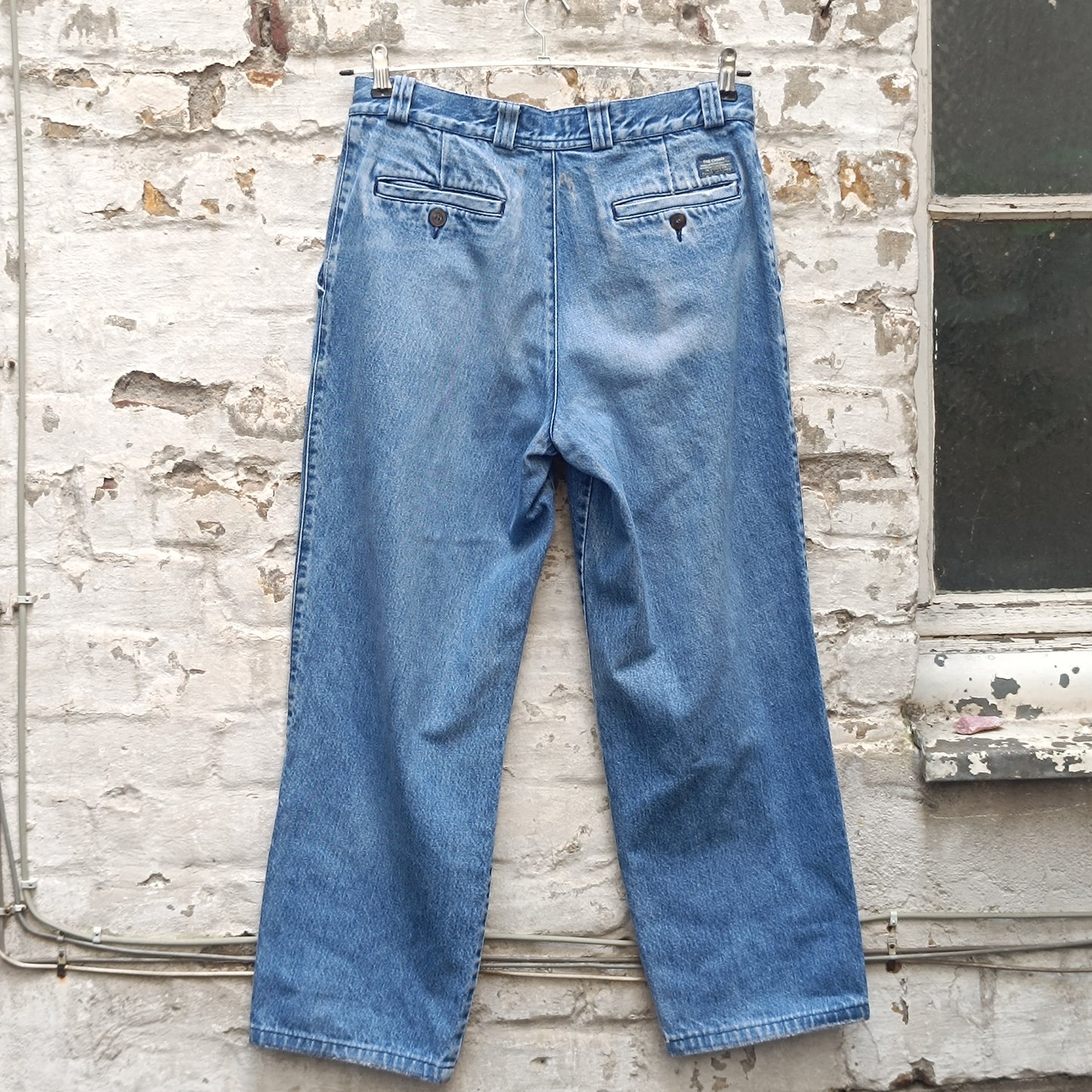 Vintage 80s Daniel Hechter Pleated Denim Chinos | High-Waist Blue Jeans