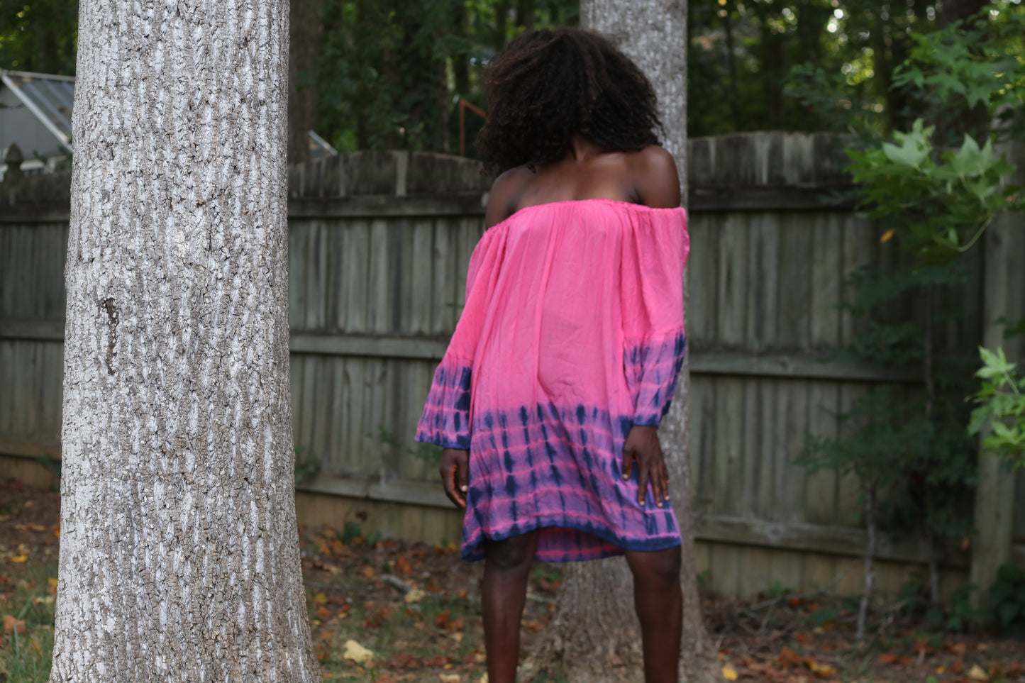 Vintage y2k Tie Dye Tunic Dress - Pink and Purple Bell Sleeve Mini