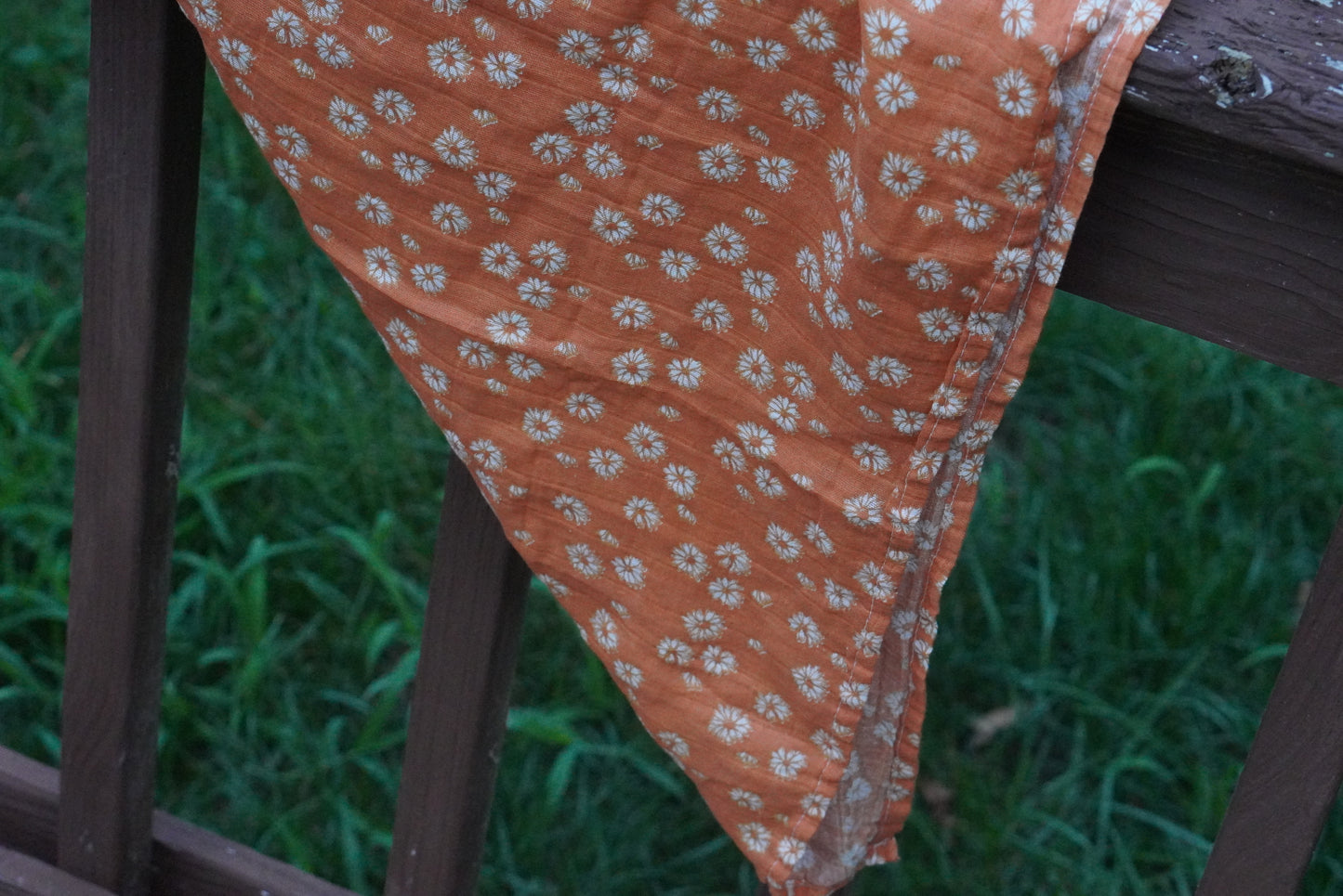 Vintage Y2K Orange Floral Daisy Cotton Bandana Head Scarf