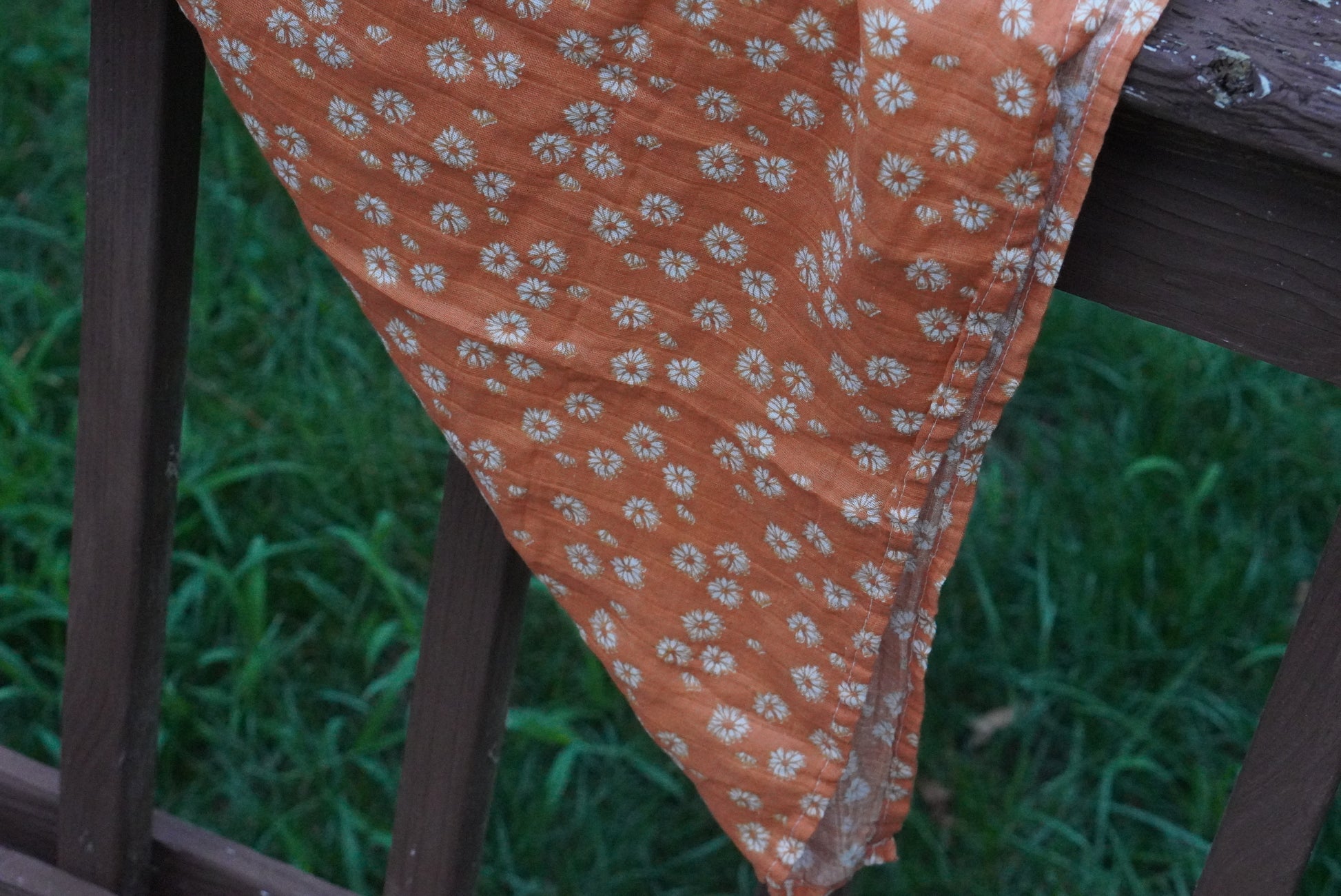 Vintage Y2K Orange Floral Daisy Cotton Bandana Head Scarf