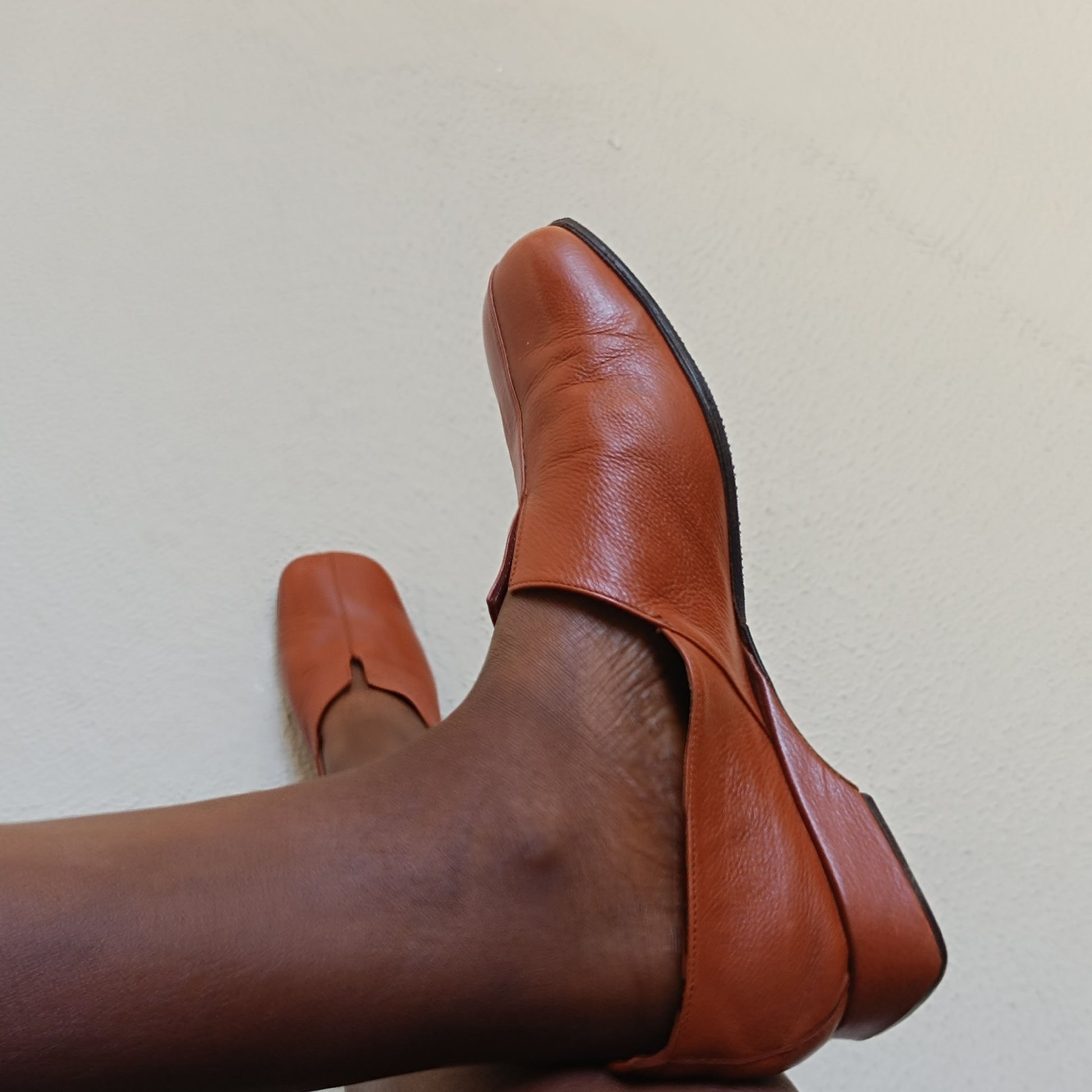 Brunate Vintage 90s Italian Terracotta Leather Square Toe Loafers 38