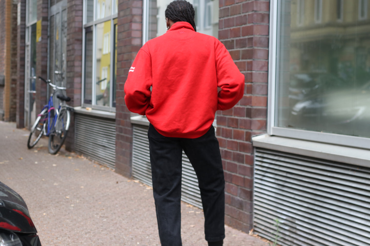 Vintage Quarter Zip Sweatshirt - 90s Red Workwear Pullover | Fits M/L