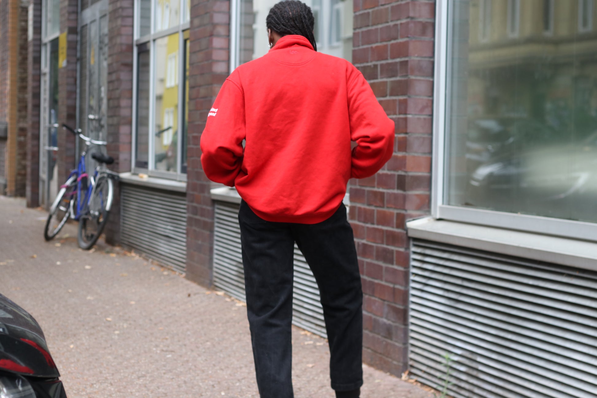 Vintage Quarter Zip Sweatshirt - 90s Red Workwear Pullover | Fits M/L