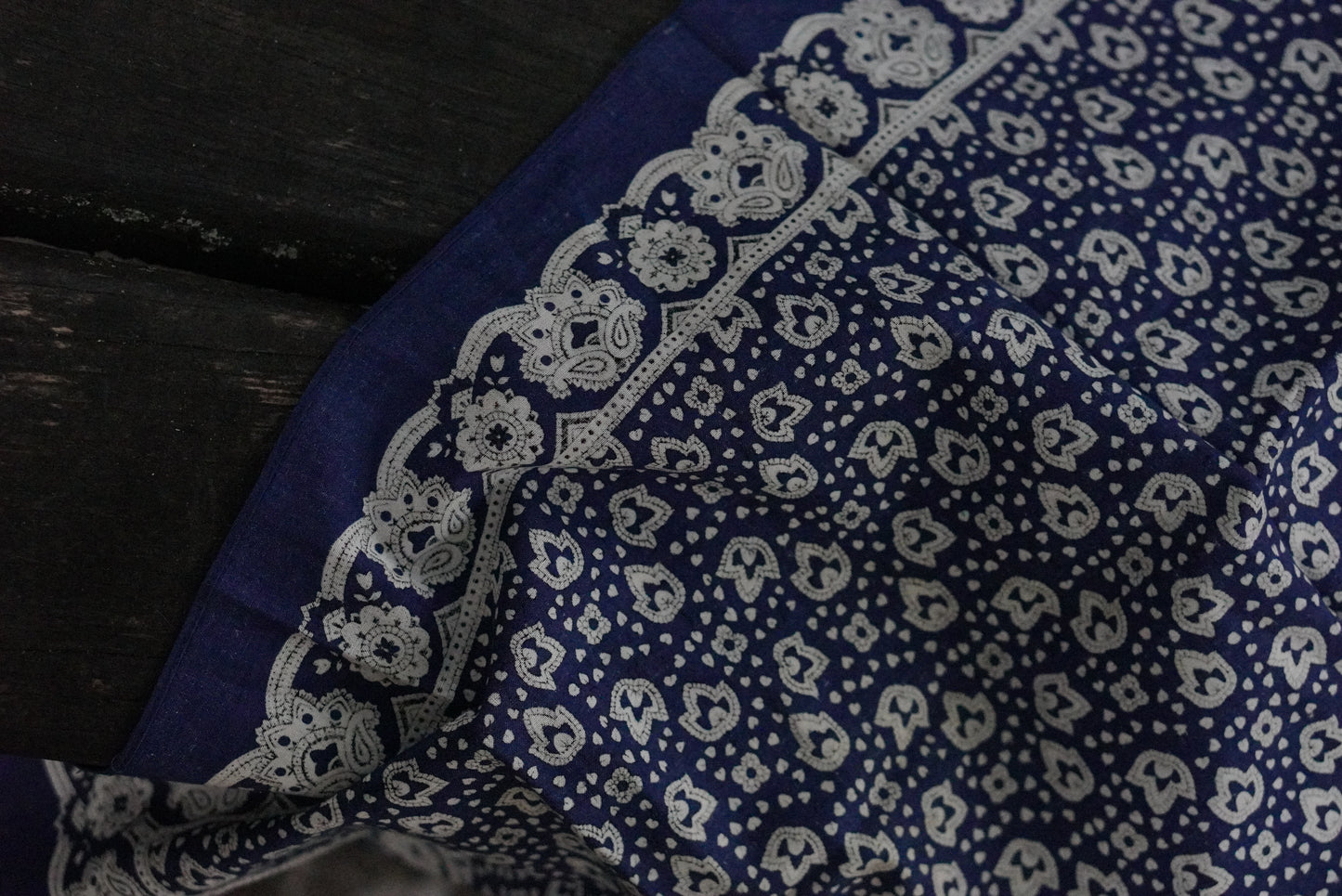Vintage 1970s Blue Bandana Cotton Paisley Scarf Handkerchief Made in Germany Art