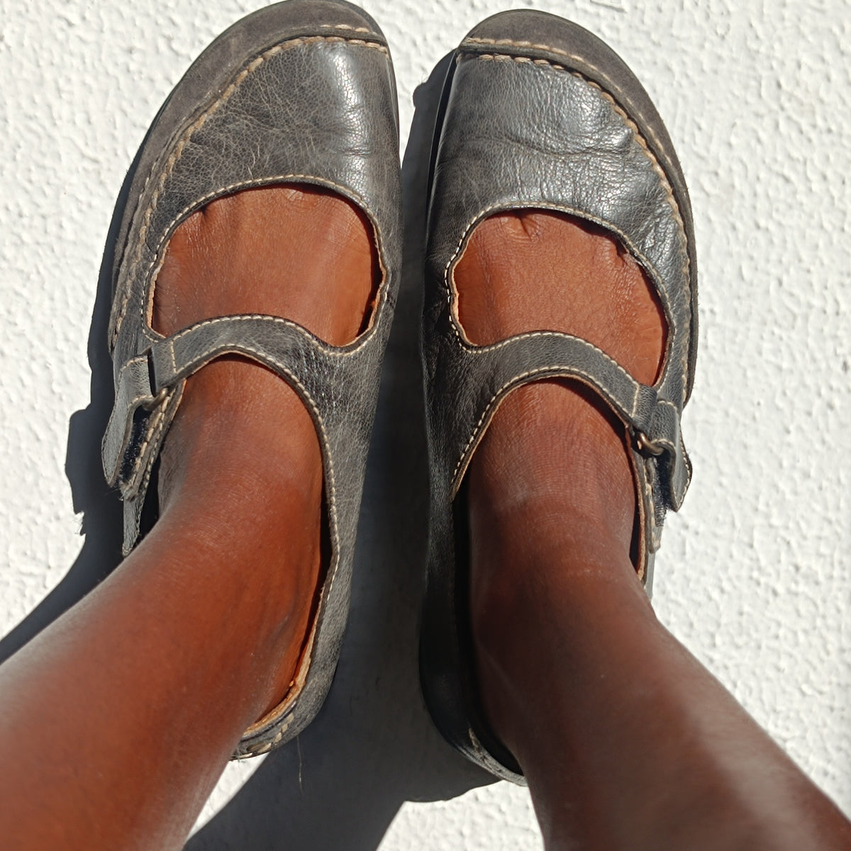 Camel Active Vintage Mary Jane Flats - 90s Grey Leather | Fits EU 39 / UK 6.5