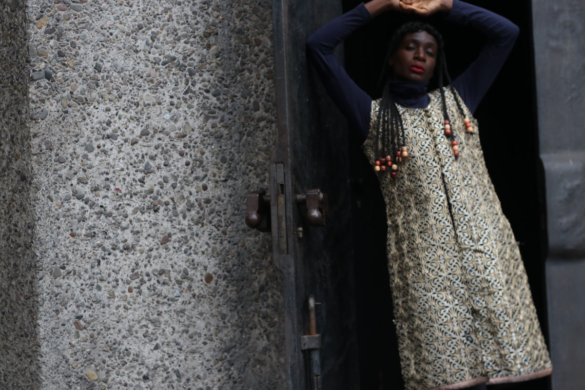 Vintage Gold Embroidery Vest Coat - 90s Metallic Brocade Long Waistcoat | M