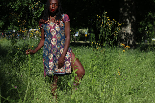 Vintage Indian Kurti Tunic Dress - Embroidered Boho Y2K Mini