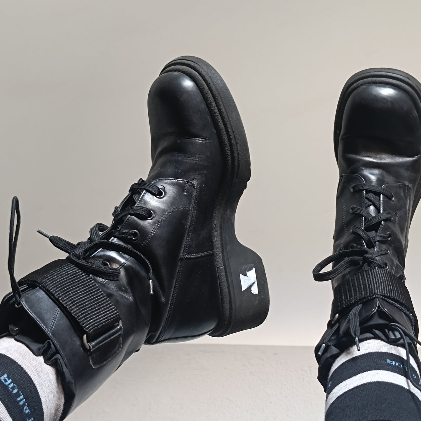 Combat Boots - Vintage 90s Black Faux Leather Chunky Platform Boots EU 38