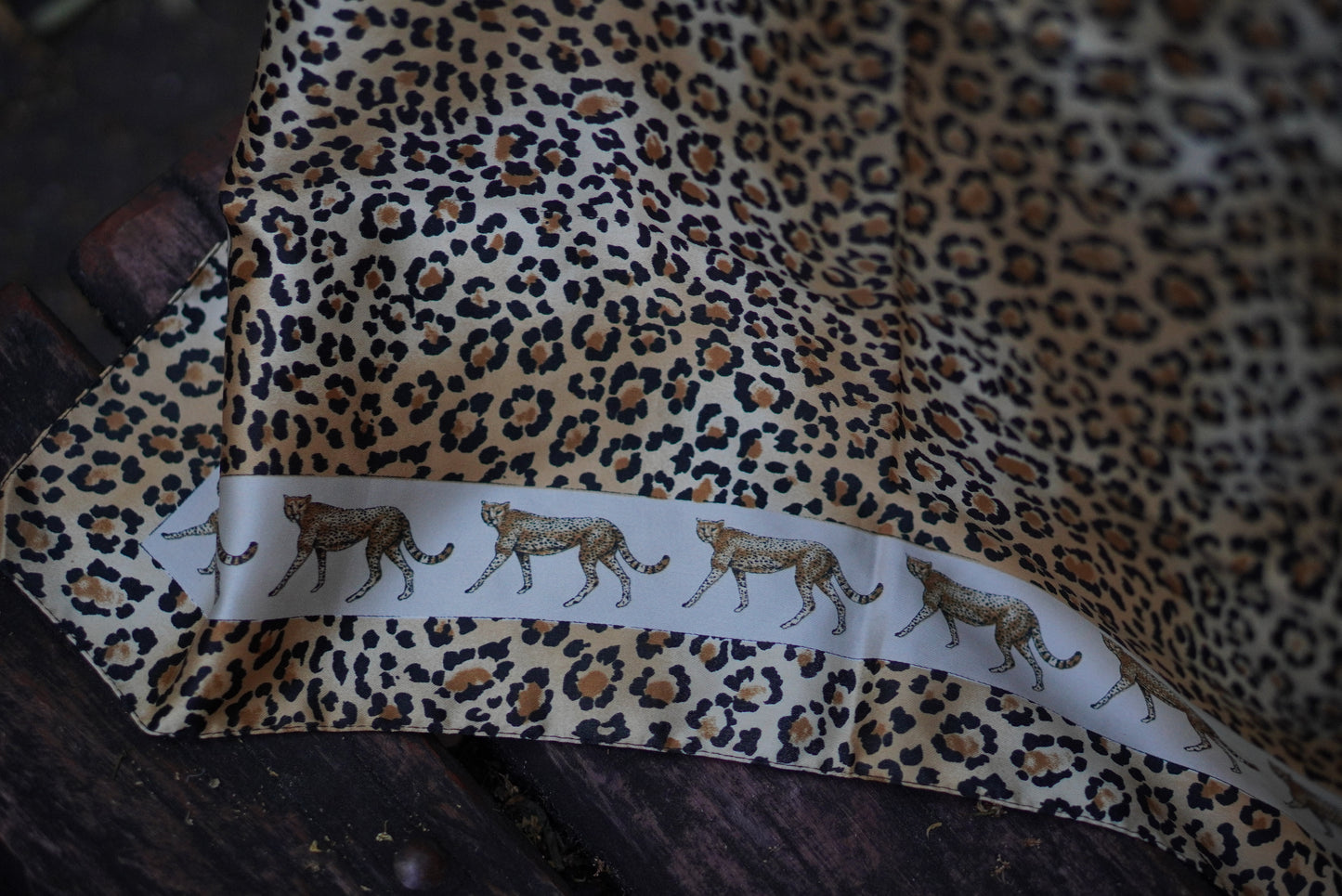 Vintage Italian Cheetah Print Scarf 1980s Animal Pattern Polyester Neck Head Wrap