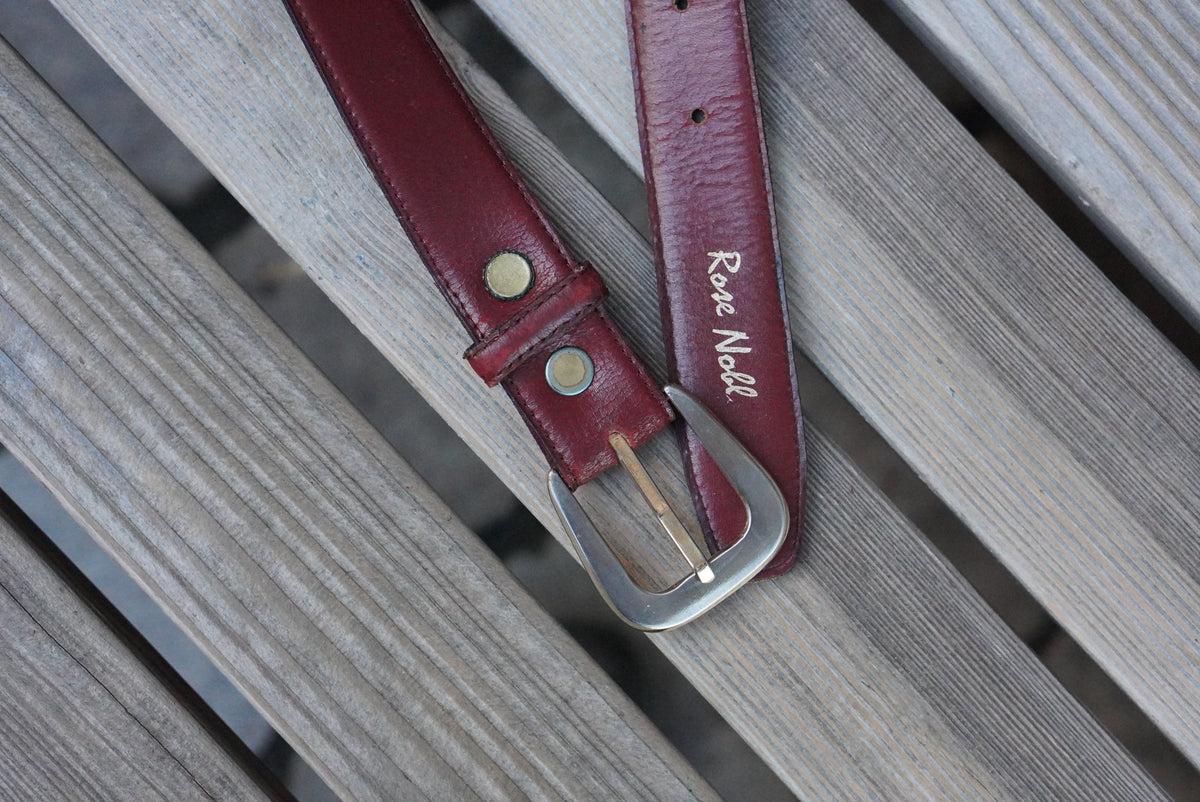 Rose Noll Burgundy Leather Belt with Silver Buckle