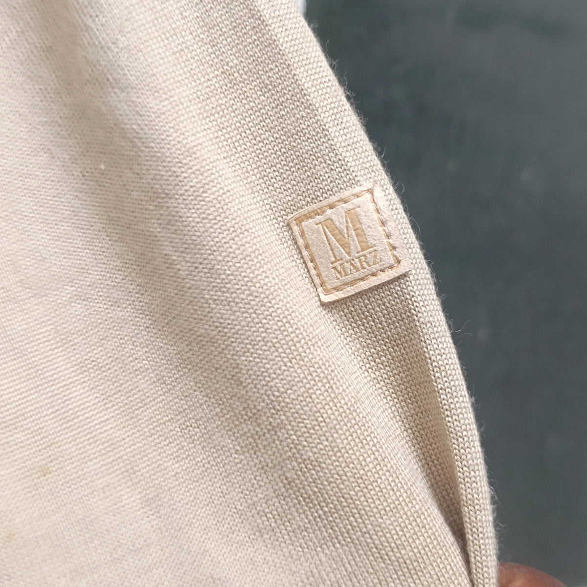 Vintage Beige Knit Polo Sweater | 90s Minimalist Wool Silk Cashmere | XL