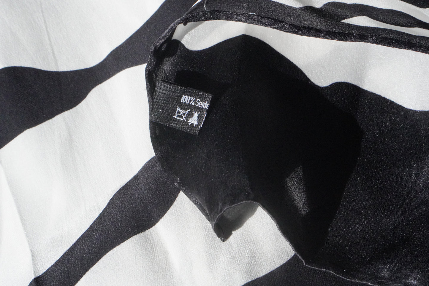 Vintage Black & White Silk Scarf - Abstract Zebra Print Square Scarf