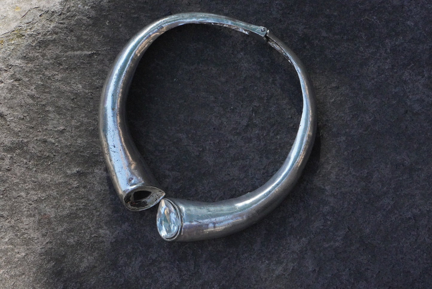 Choker Necklace - 1980s Vintage - Silver Crystal | Onesize