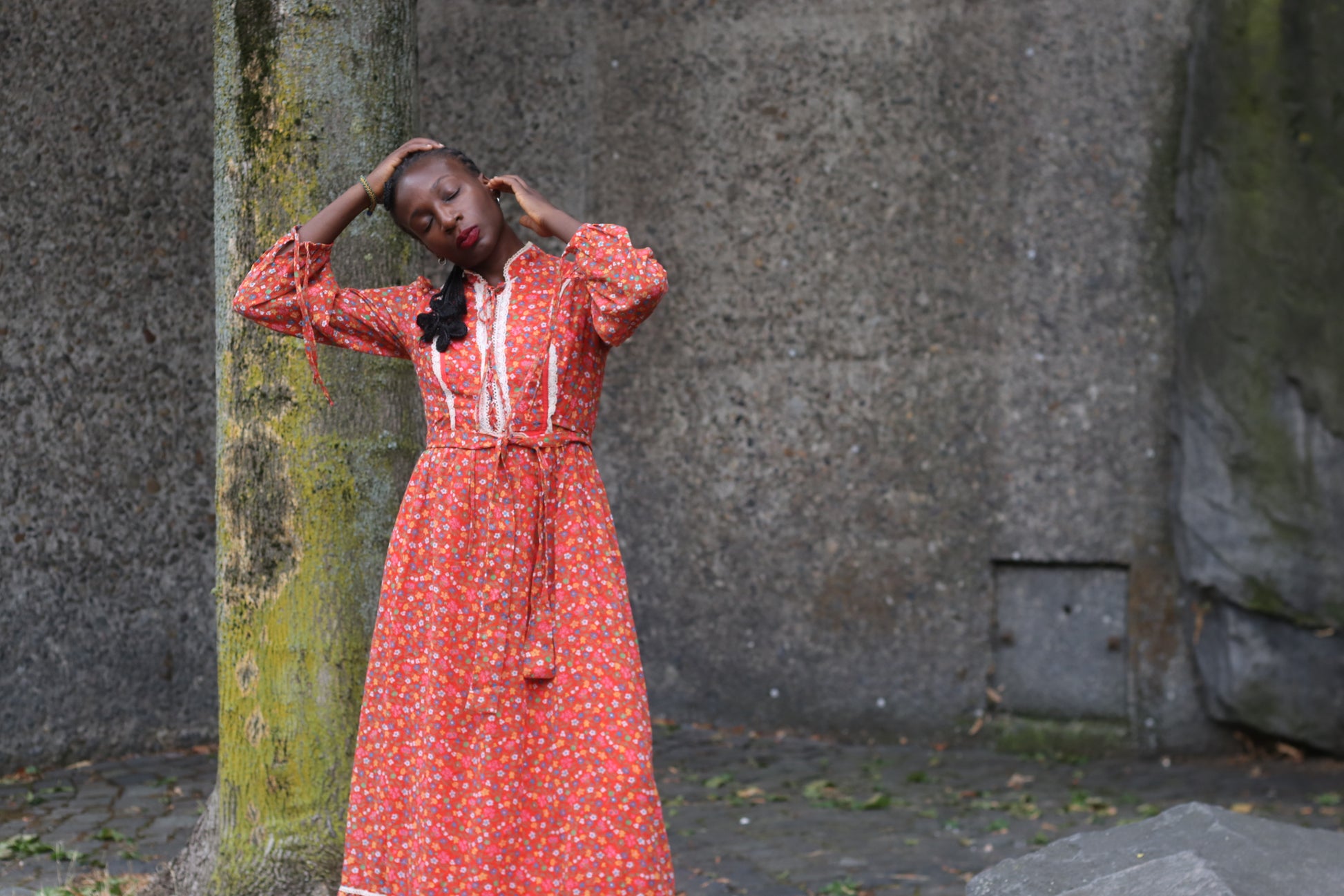 Candi Jones Vintage 70s Floral Ditsy Prairie Boho Maxi Dress | M/L