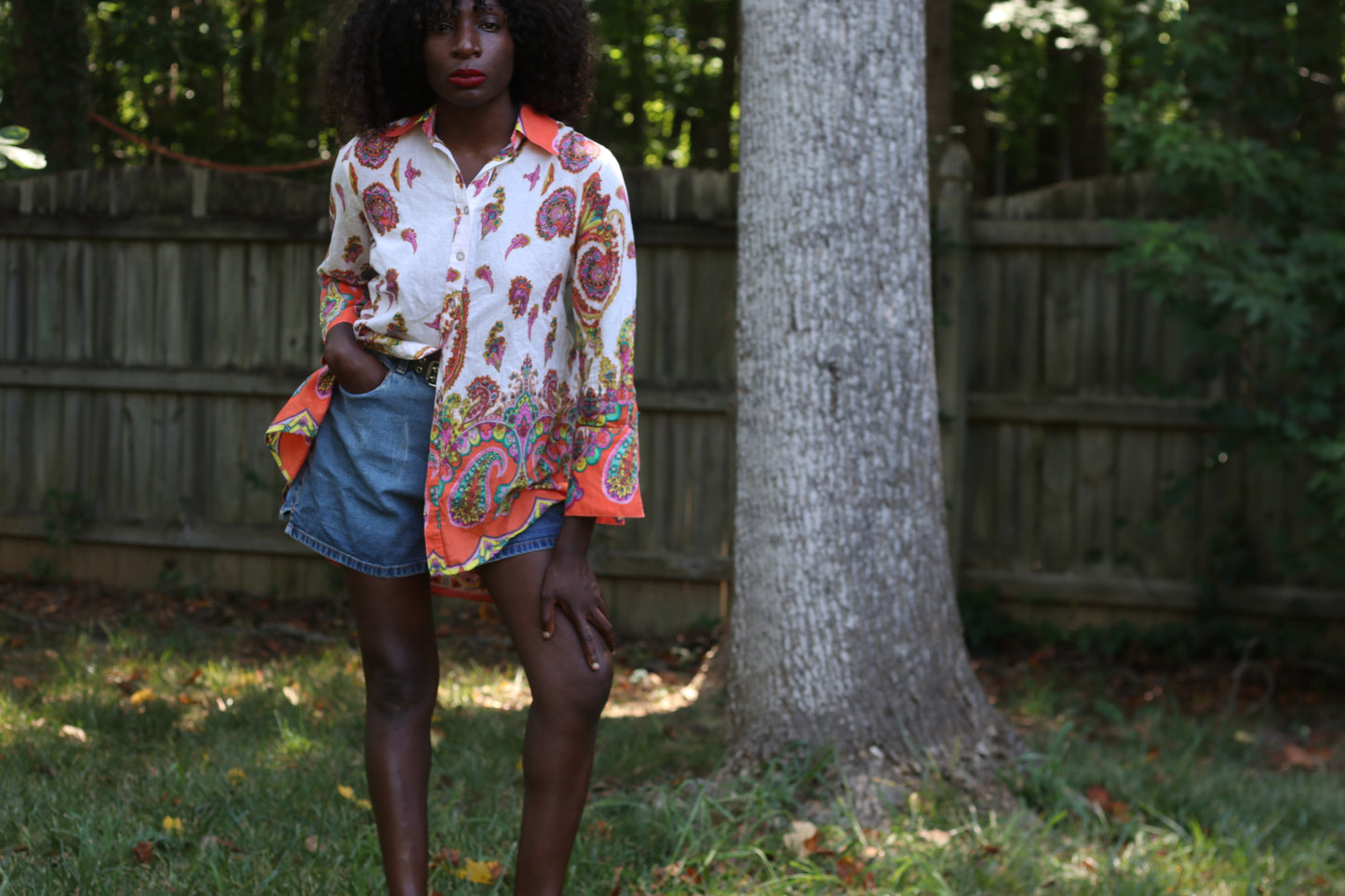 Bella Sky 70s Style Paisley Cotton Shirt
