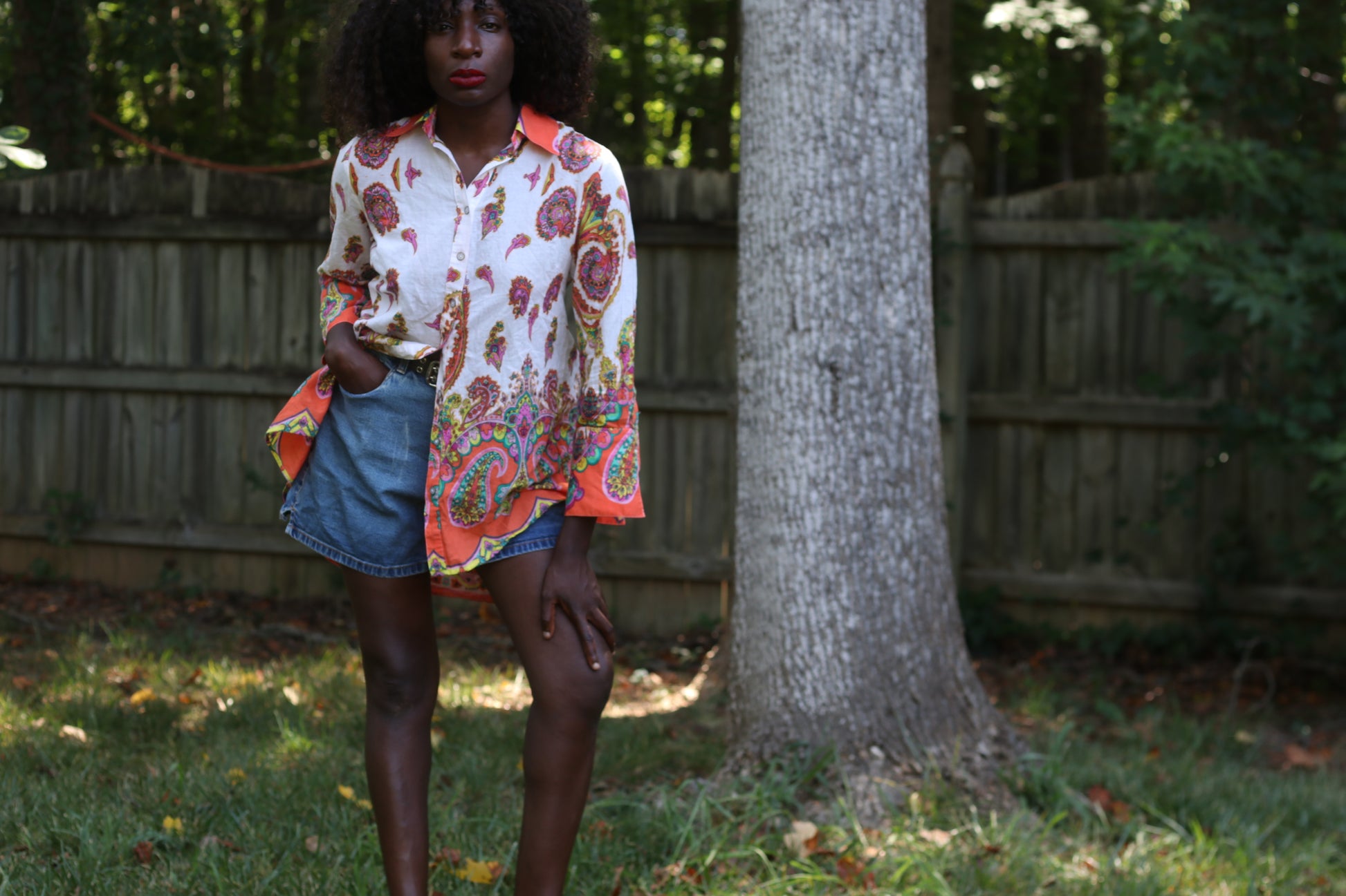 Bella Sky 70s Style Paisley Cotton Shirt