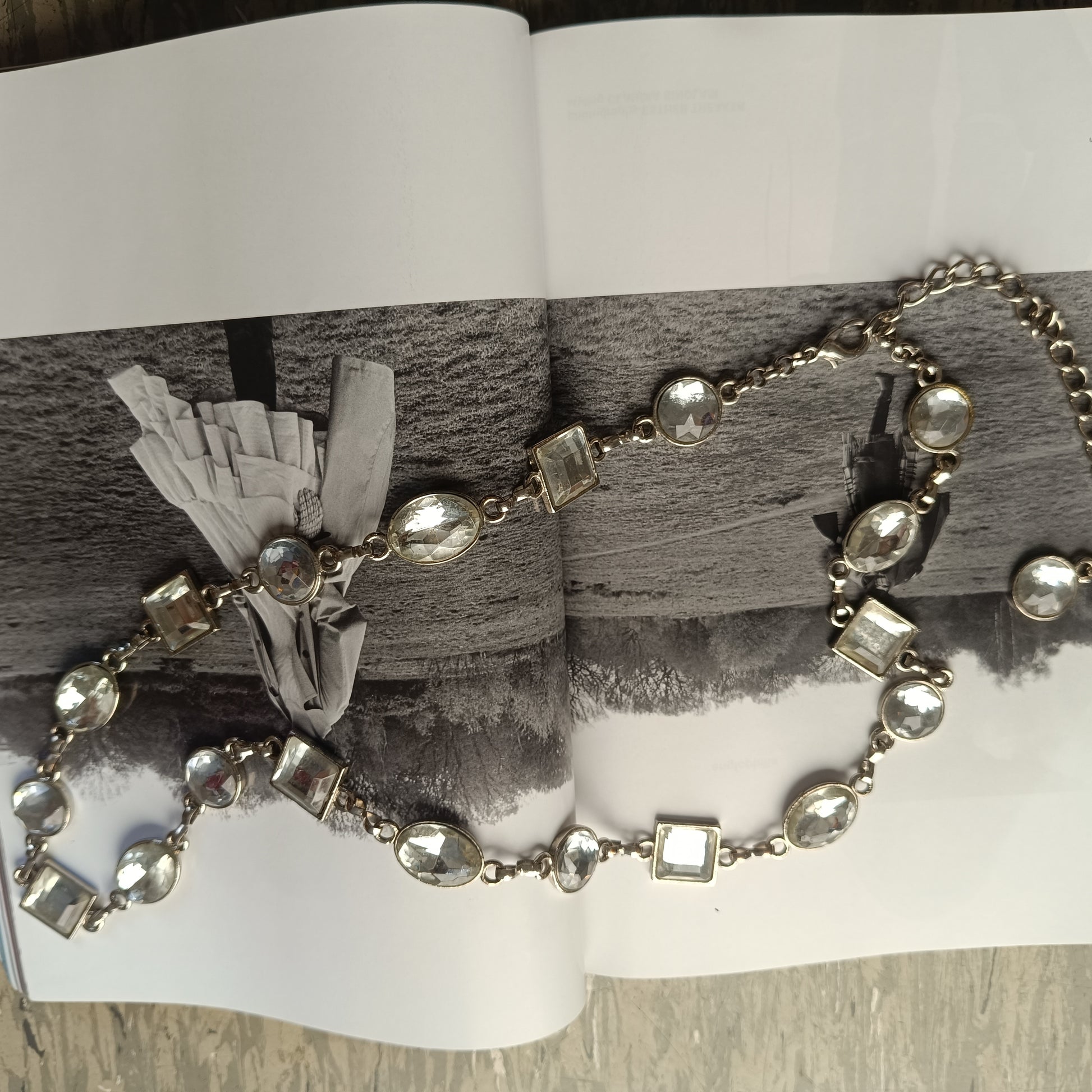 Vintage Y2k Rhinestone Belt | Adjustable Clear Crystal Chain Belt
