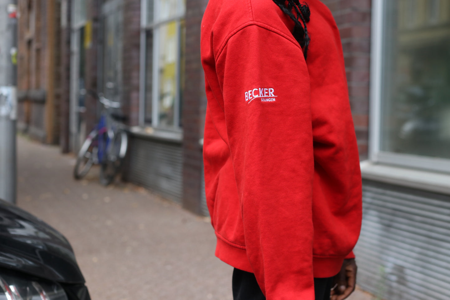 Vintage Quarter Zip Sweatshirt - 90s Red Workwear Pullover | Fits M/L