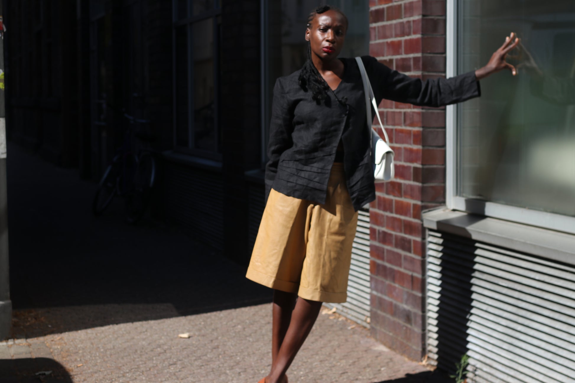 Linen Jacket 90s Minimalist Black Pleated Blazer Fits S EU 36