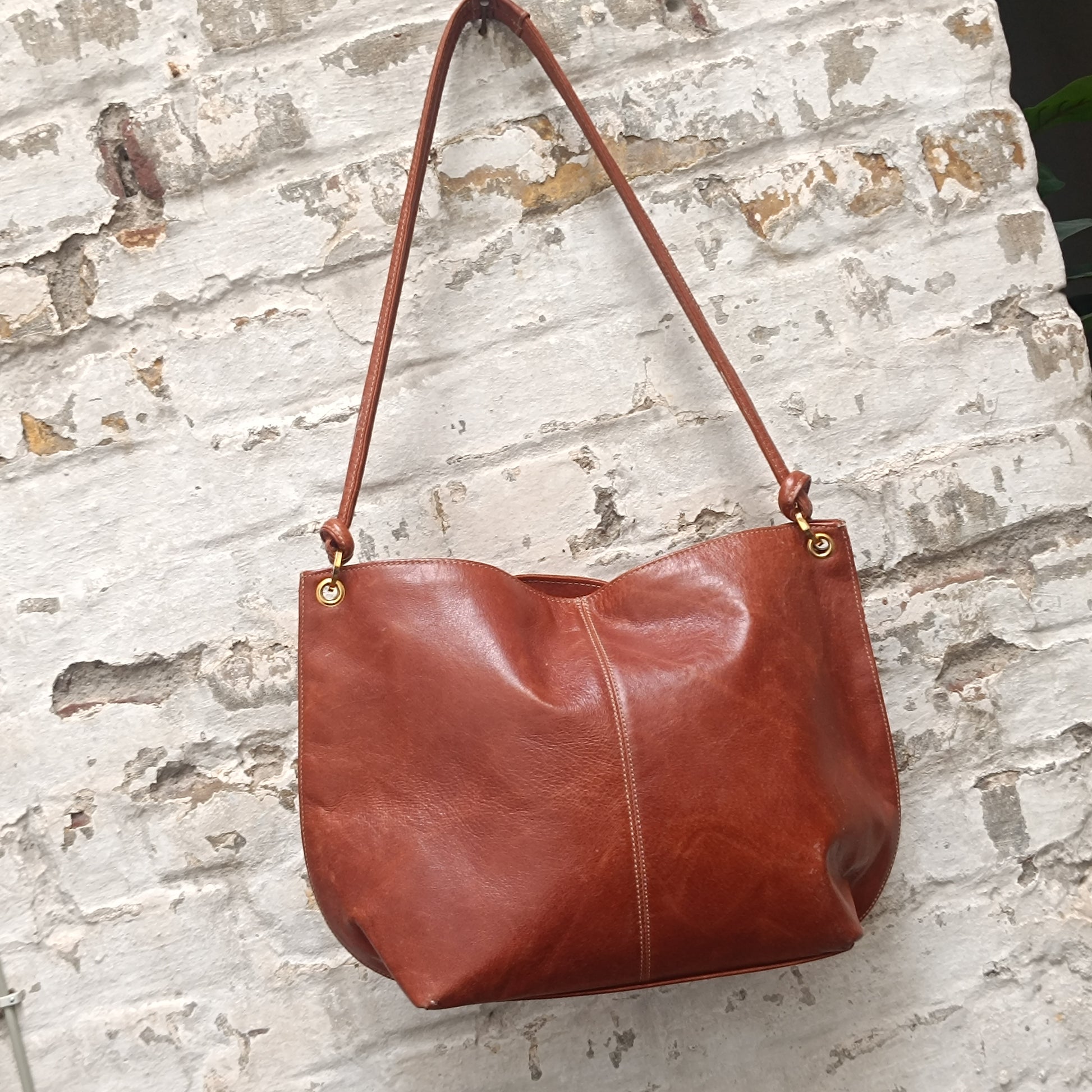 Suede Shoulder Bag - Vintage 80s Patchwork Tote - Brown Cream | Medium