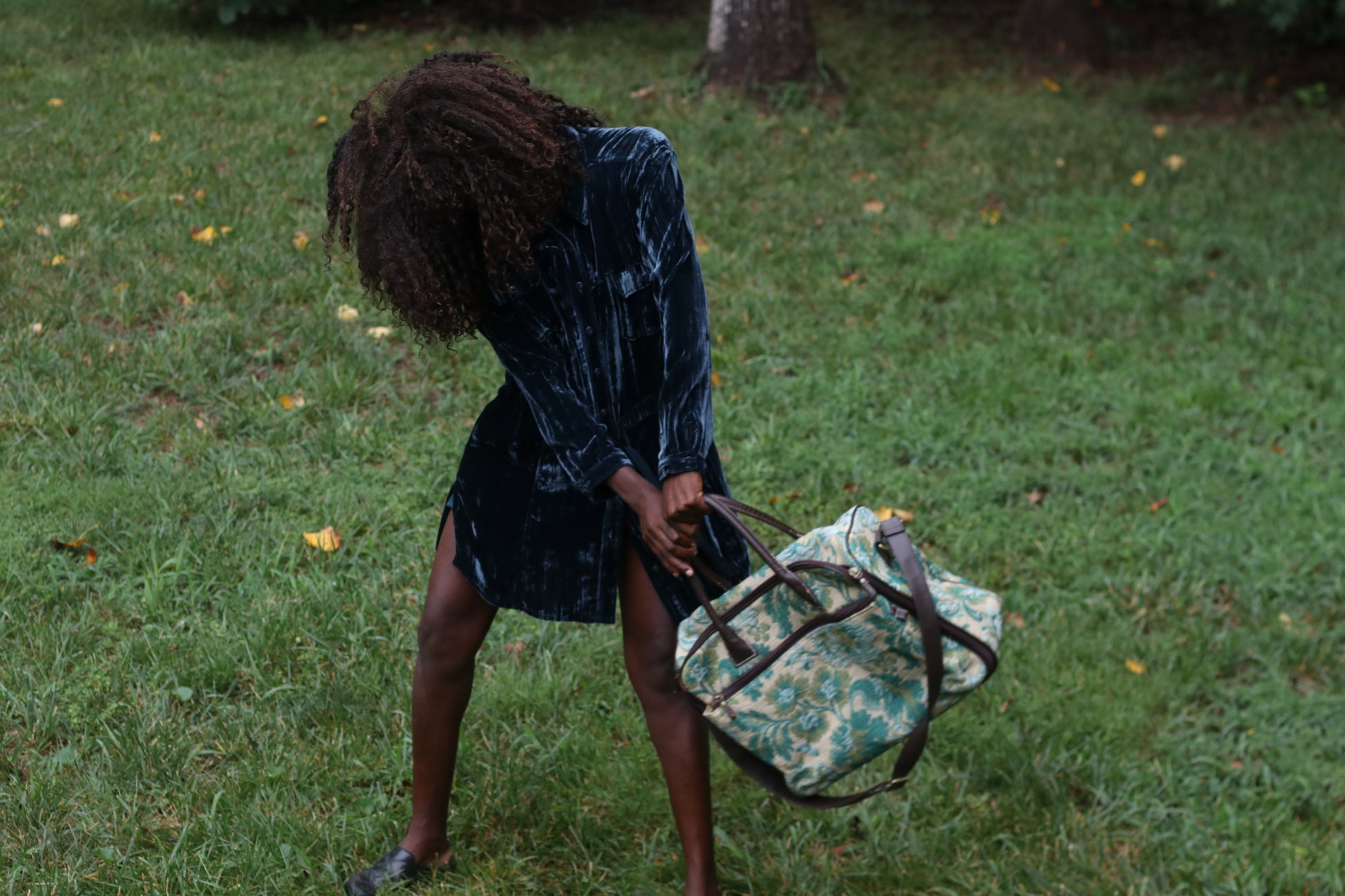 Bueno Vintage Tapestry Travel Bag - 90s Floral Weekender Duffle