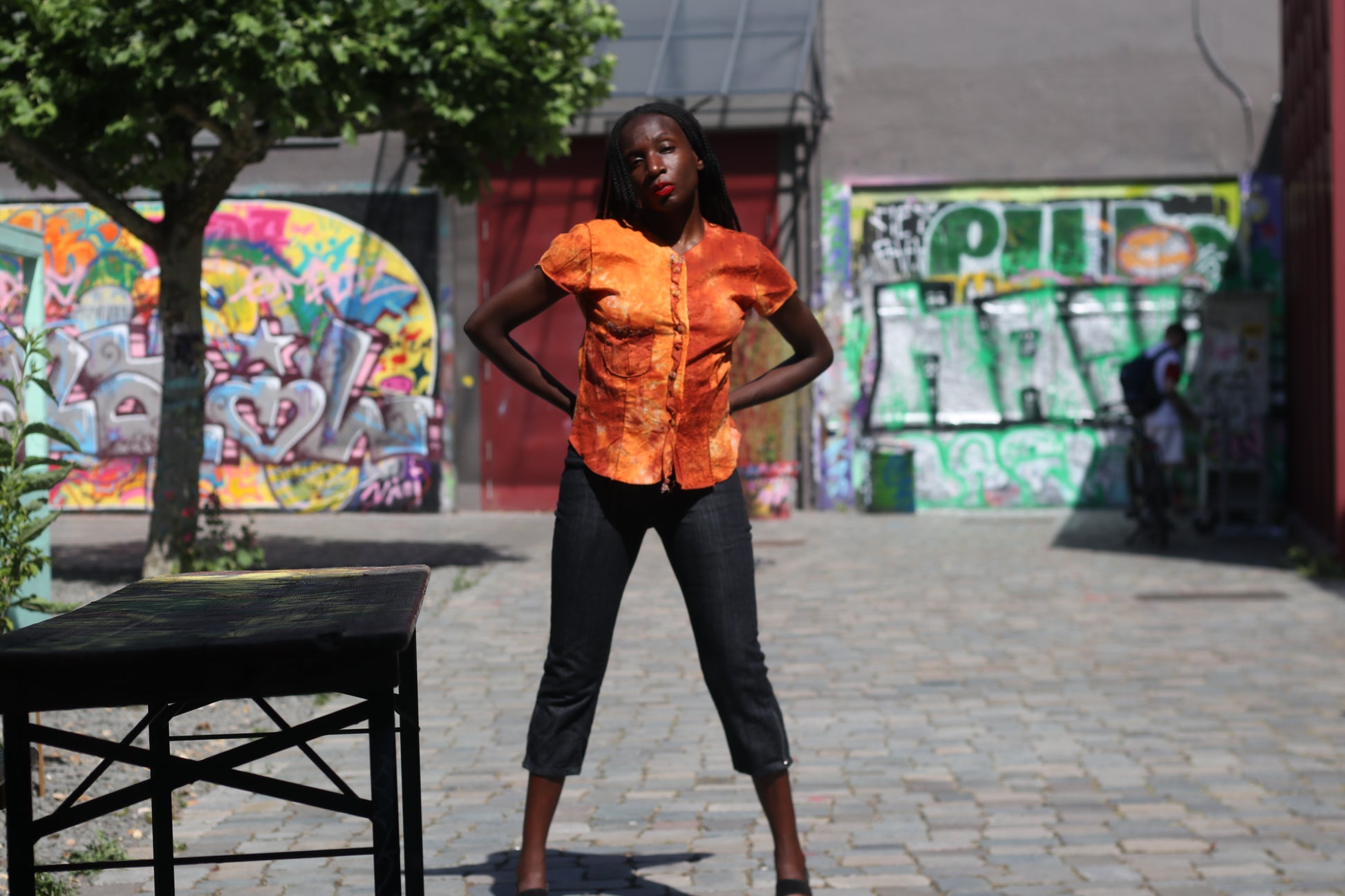 Vintage 90s Tie Dye Top Orange Grunge Blouse Y2K Aesthetic Earthy Festival Shirt