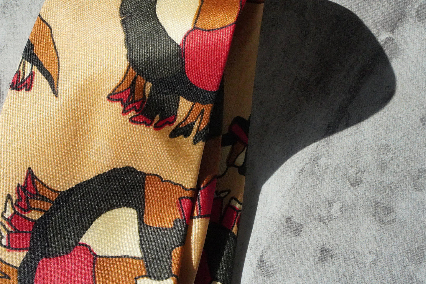 Vintage Pica Sador Silk Tie Italian Designer Abstract Geometric Ochre Necktie