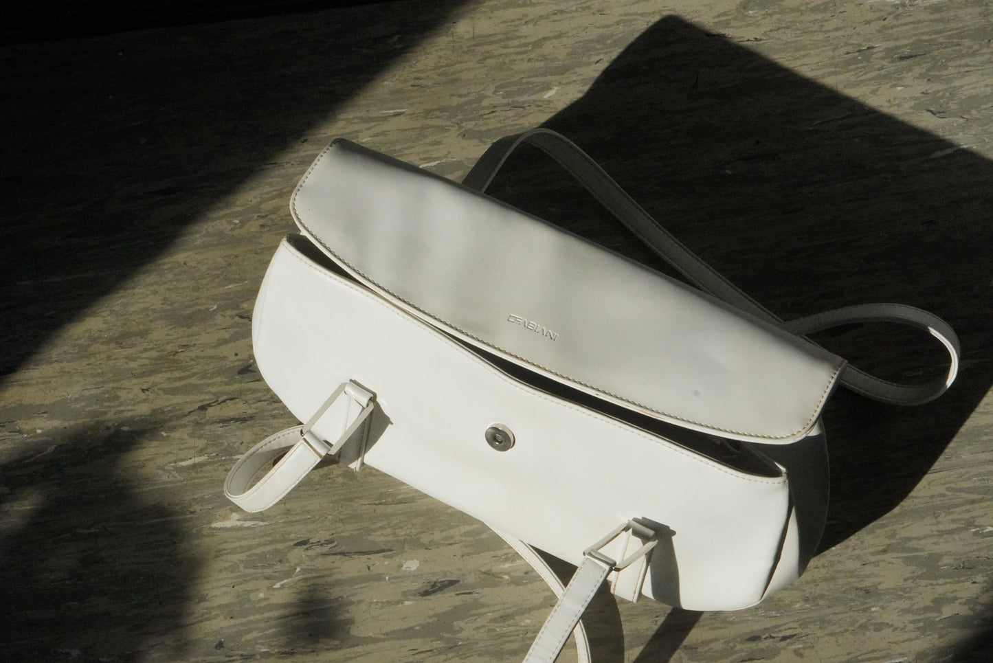 Vintage C Fabiani White Bag 90s Minimalist East West Shoulder Purse Retro Handbag