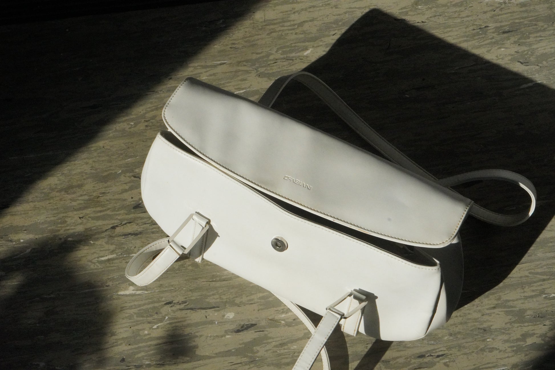 Vintage C Fabiani White Bag 90s Minimalist East West Shoulder Purse Retro Handbag