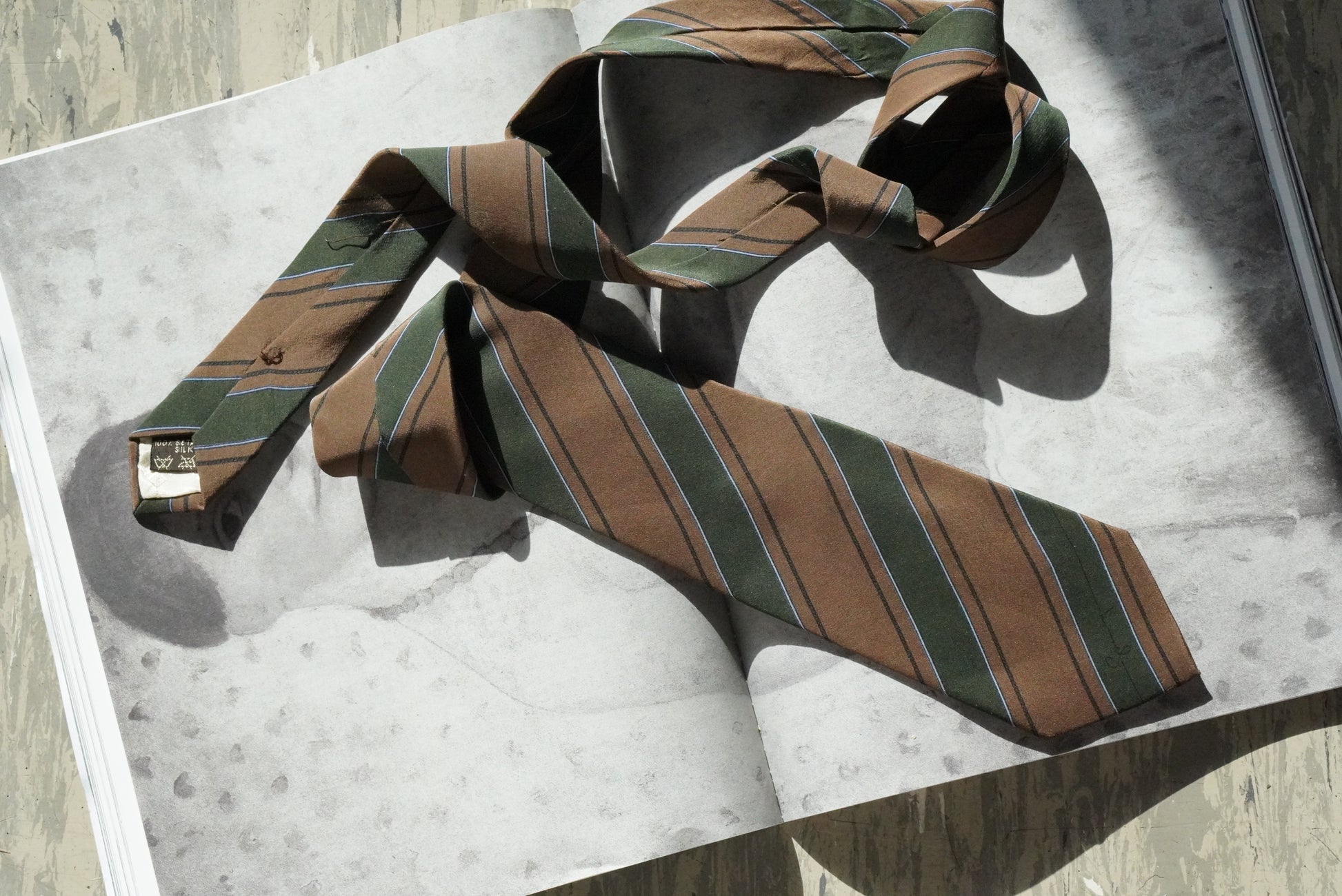 Givenchy Vintage Silk Tie Brown Green Striped Mens Designer Necktie Made In Italy