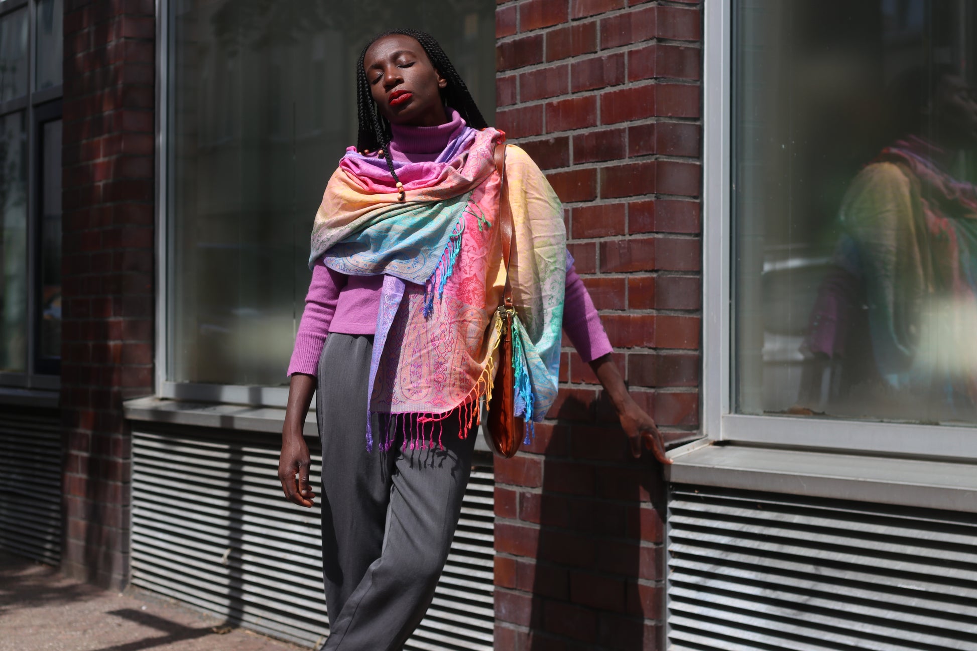 Vintage Rainbow Pashmina Shawl Paisley Fringe Scarf Wrap Boho Jacquard Festival