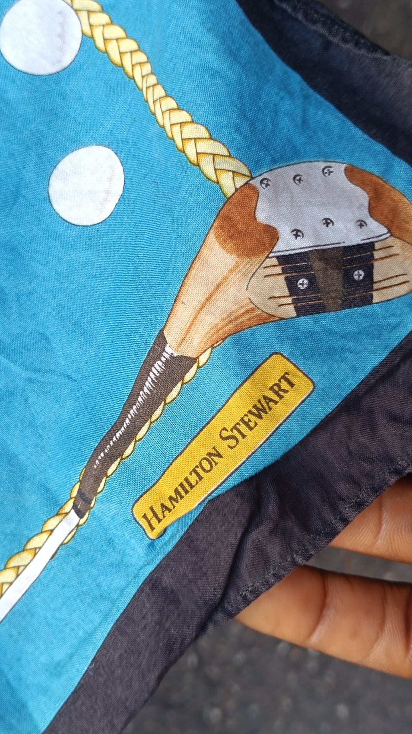 Hamilton Stewart Vintage 80s Golf Cotton Scarf - Blue Sports Neck Wrap