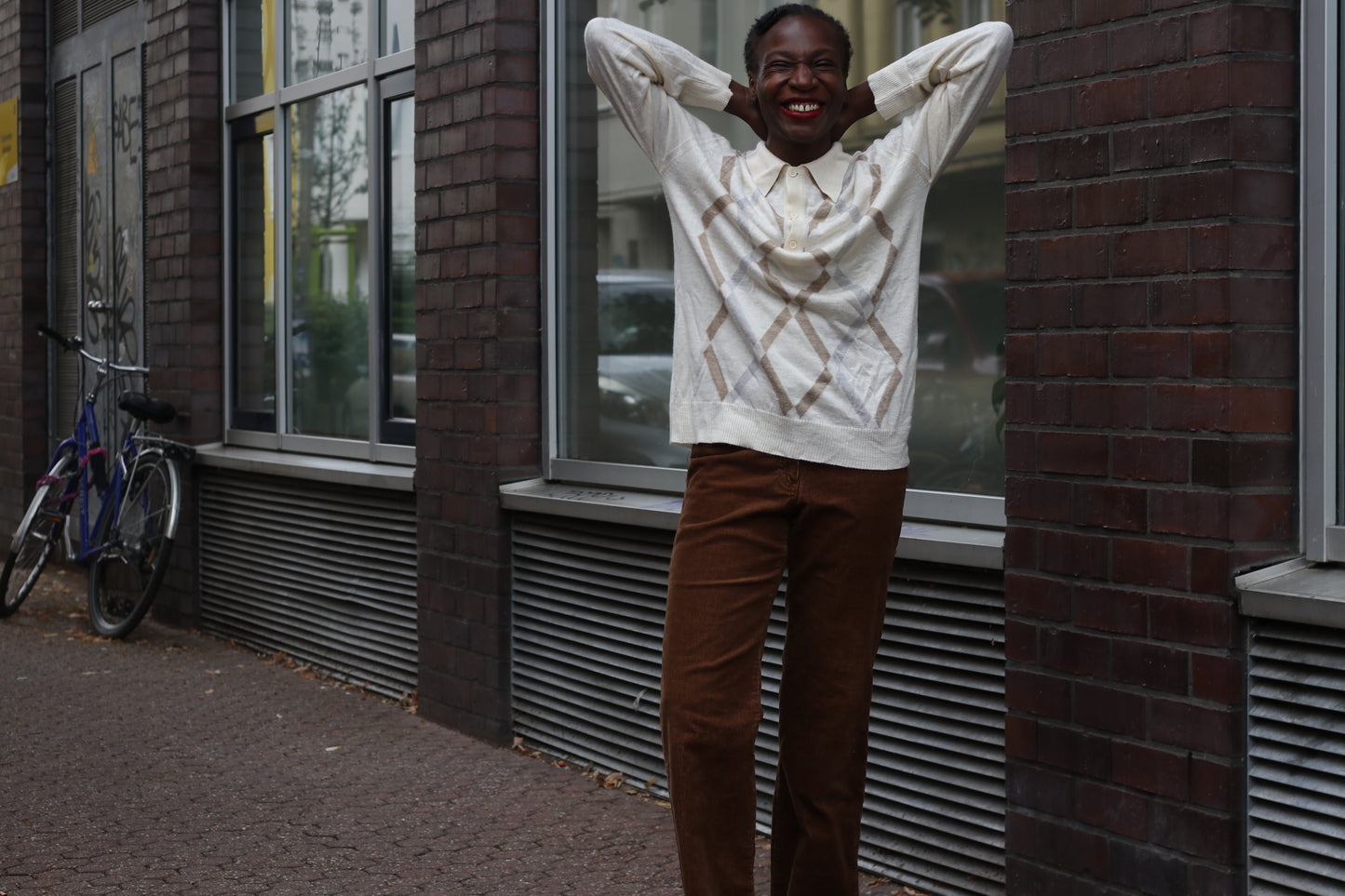 Argyle Sweater | Vintage 70s Guy de Bérac Cream Knit Polo | M/L
