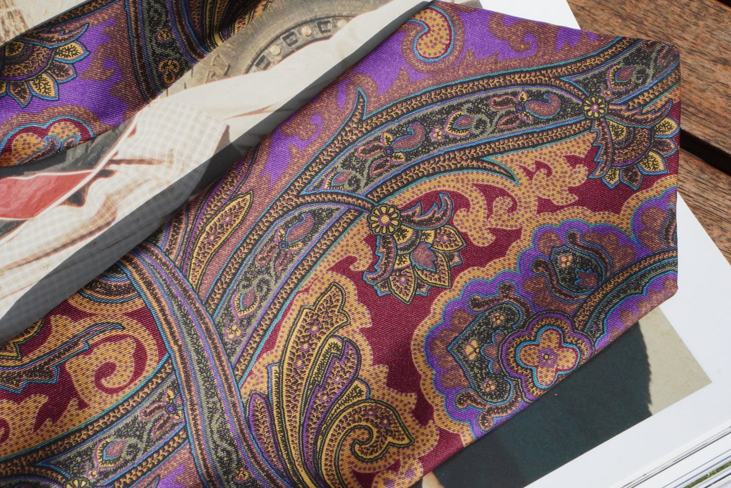 Schubert Vintage 1980s Silk Tie Paisley Pattern Purple Burgundy Mens Necktie