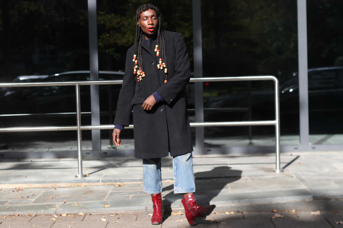 Vintage Wool Cashmere Overcoat | 90s Minimalist Black Long Coat M