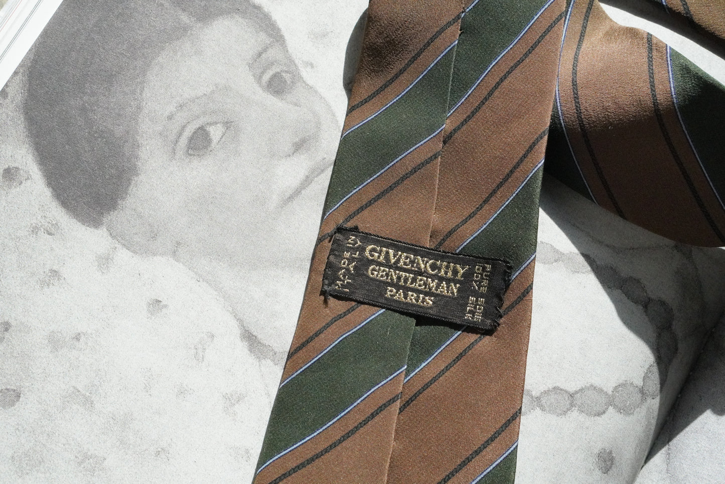 Givenchy Vintage Silk Tie Brown Green Striped Mens Designer Necktie Made In Italy