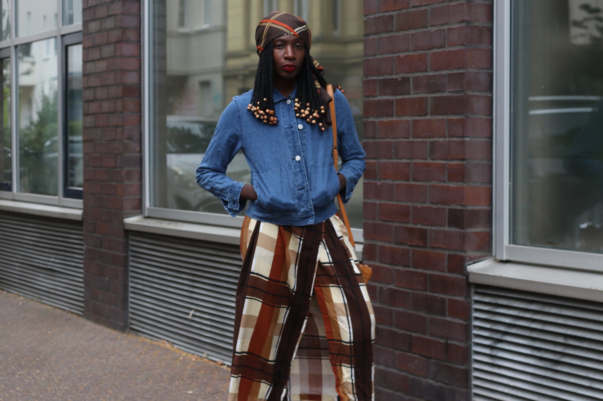 Vintage Vero Moda Plaid Wrap Skirt Brown Check Maxi Long Fall Autumn Aesthetic