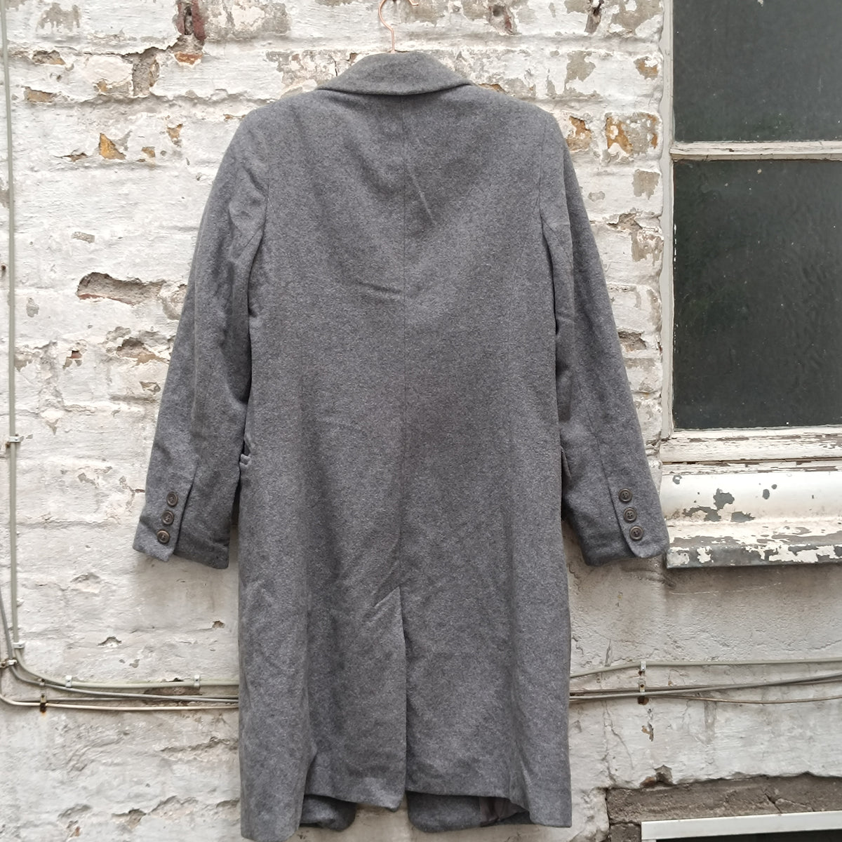 Vintage Grey Wool Coat | 90s Heine Cashmere Blend Overcoat | S